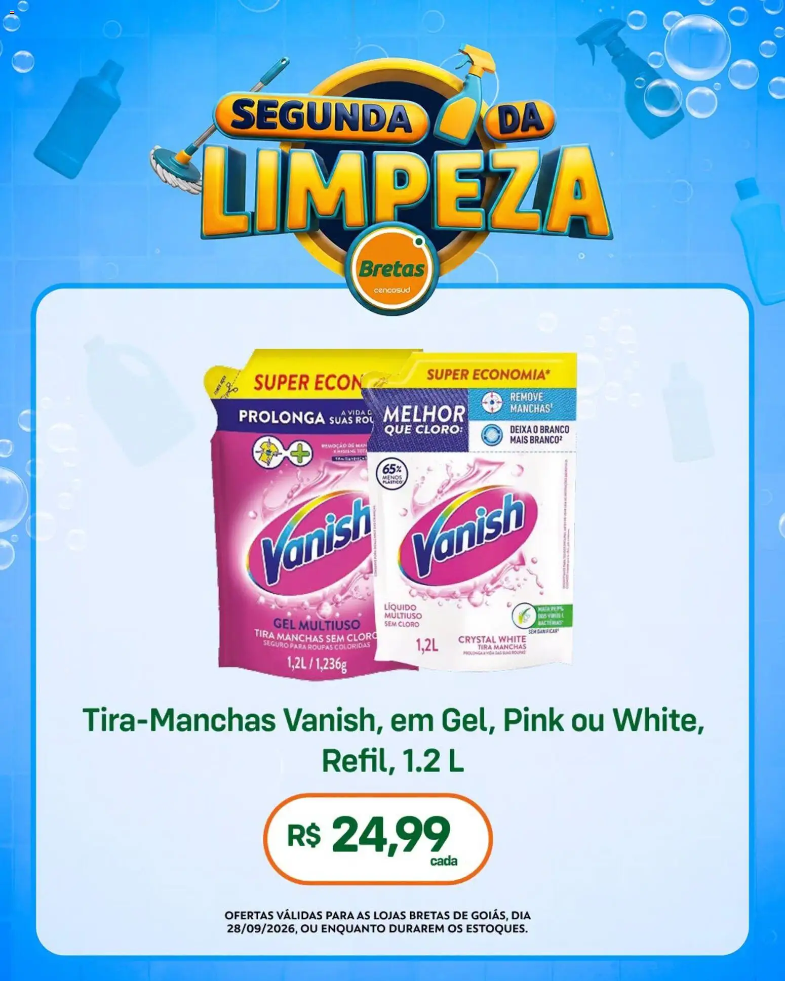 Bretas Folheto - válido de 28/09/2026 | Página: 4 | Produtos: Cloro, Tira manchas, Roupas, Vanish