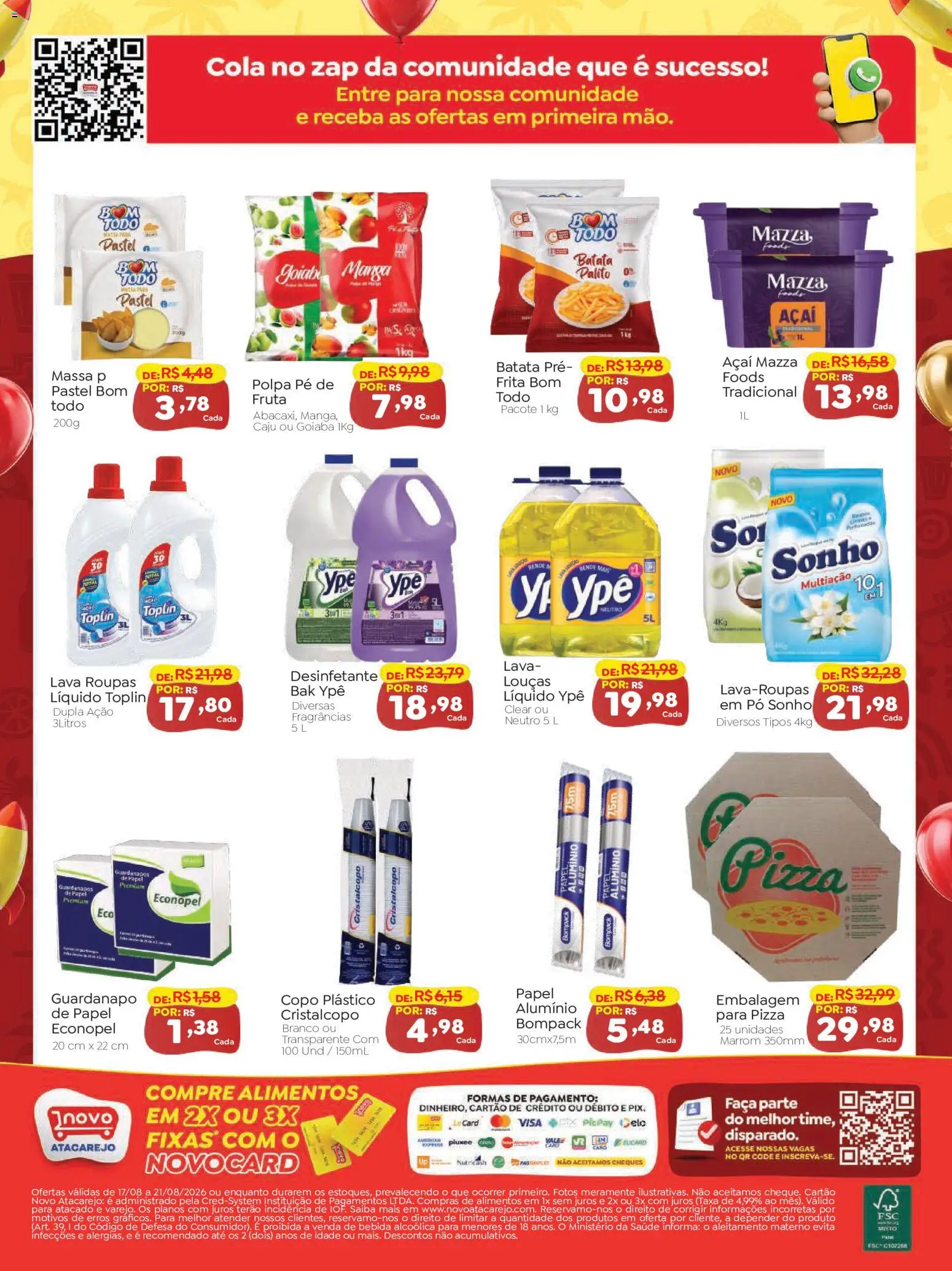Novo Atacarejo Folheto - válido de 17/08/2026 | Página: 2 | Produtos: Sonho, Faca, Alimentos, Bebida