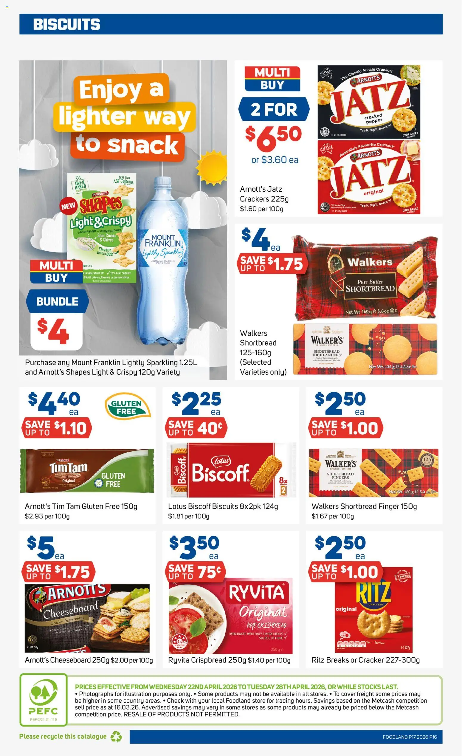 Foodland catalogue - valid from 22.04.2026 | Page: 16 | Products: Light, Butter, Biscuits, Pepper