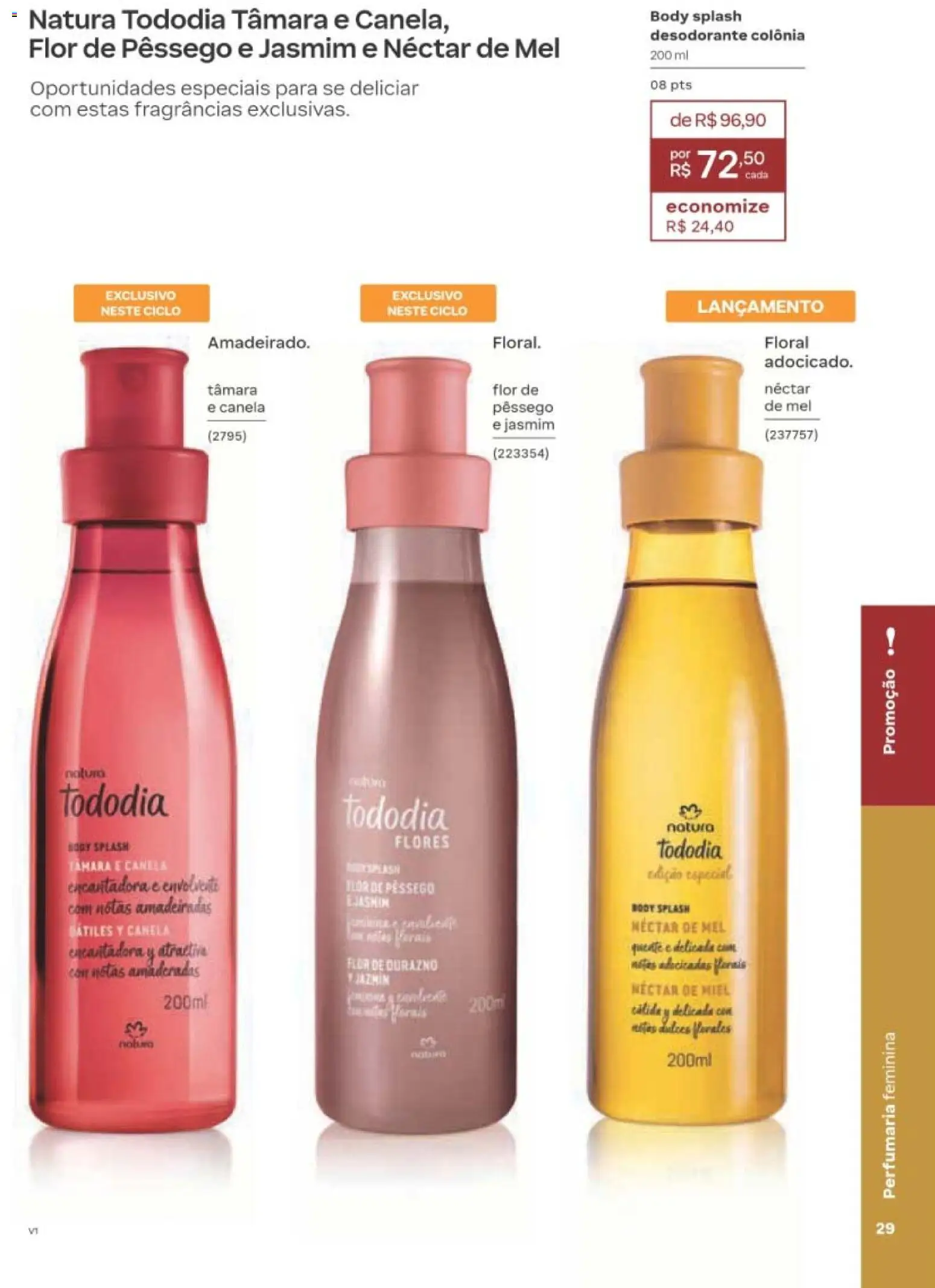 Natura Folheto - válido de 10/08/2026 | Página: 30 | Produtos: Pêssego, Flores, Mel, Canela