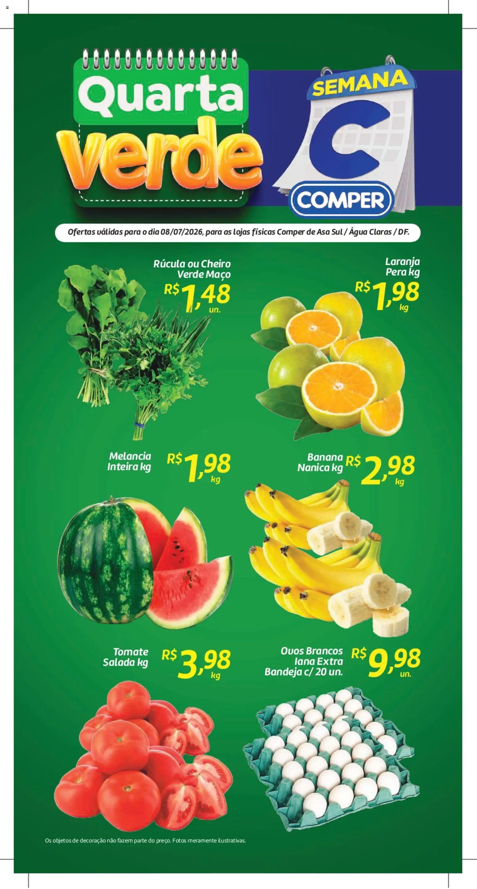 Comper Folheto - válido de 08/07/2026 | Página: 1 | Produtos: Melancia, Pera, Rúcula, Salada