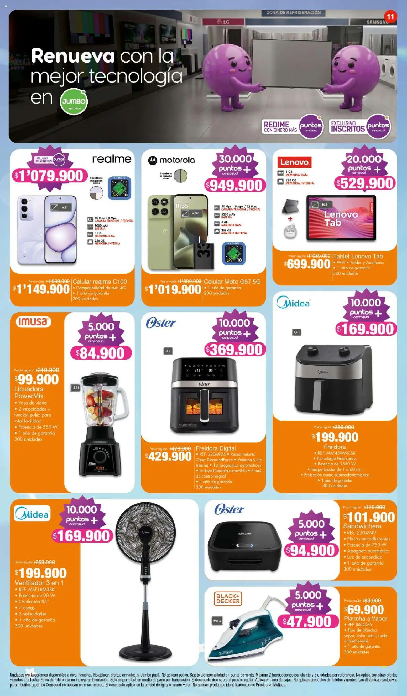 Jumbo revista - valida desde el 27/08/2026 | Página: 11 | Productos: Audífonos, Sobre, Sandwichera, Tablet
