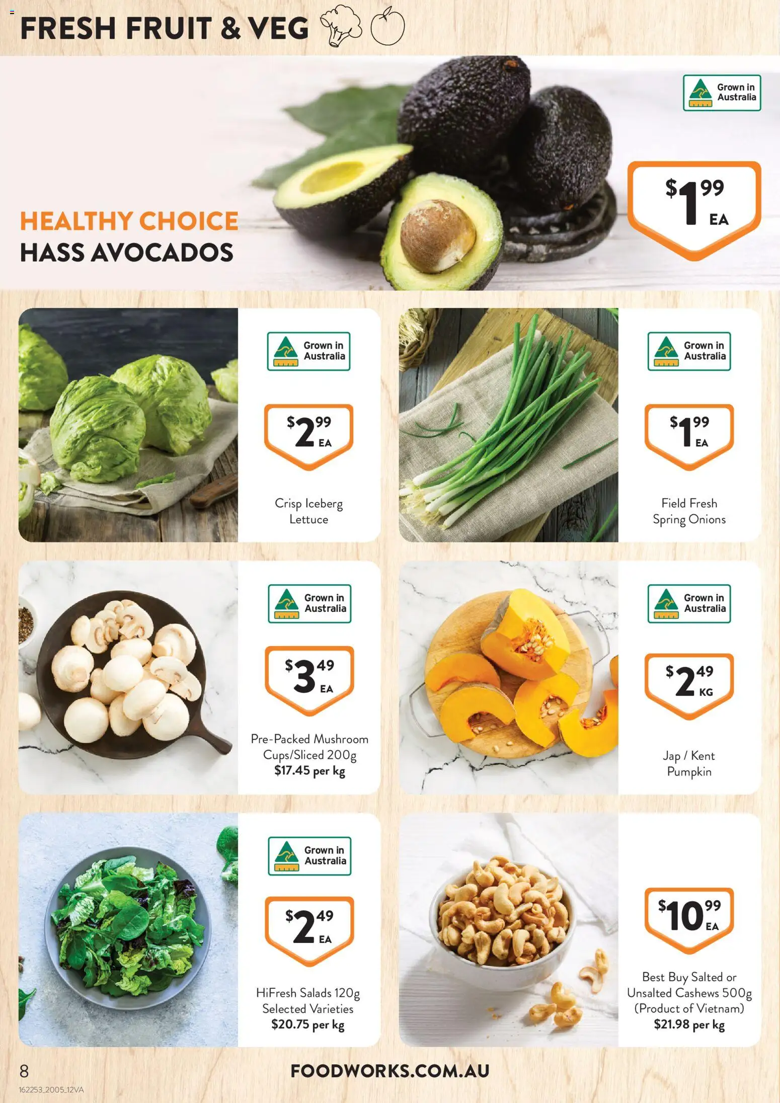 Foodworks catalogue - valid from 20.05.2026 | Page: 8 | Products: Lettuce, Onions, Pumpkin