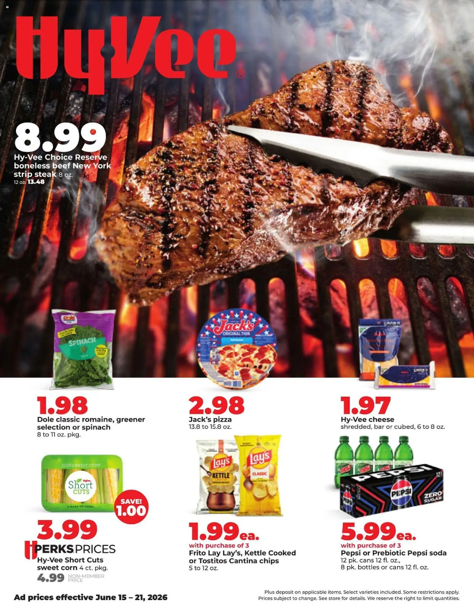 HyVee Weekly Ad - valid from 15.06.2026 | Page: 1 | Products: Cheese, Chips, Sheet, Kettle