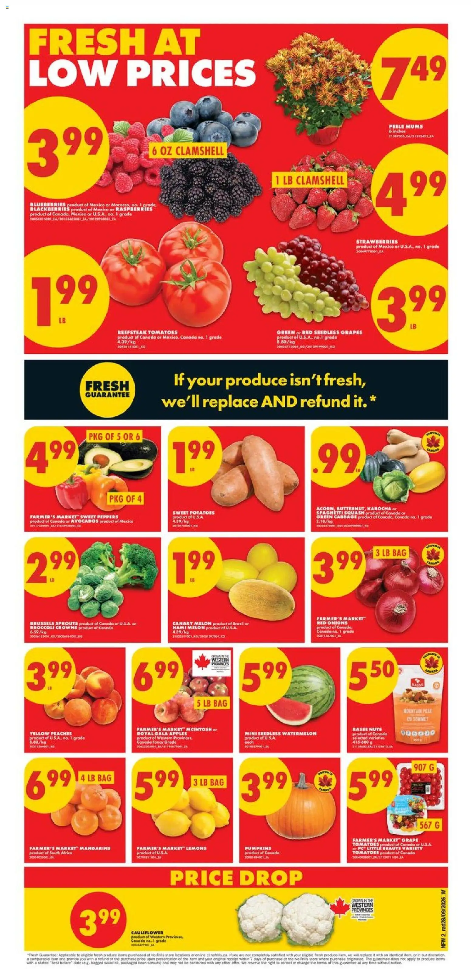 No Frills flyer valid from Oct 1, 2026 | Page: 2 | Products: Salad, Blueberries, Spaghetti, Seedless watermelon