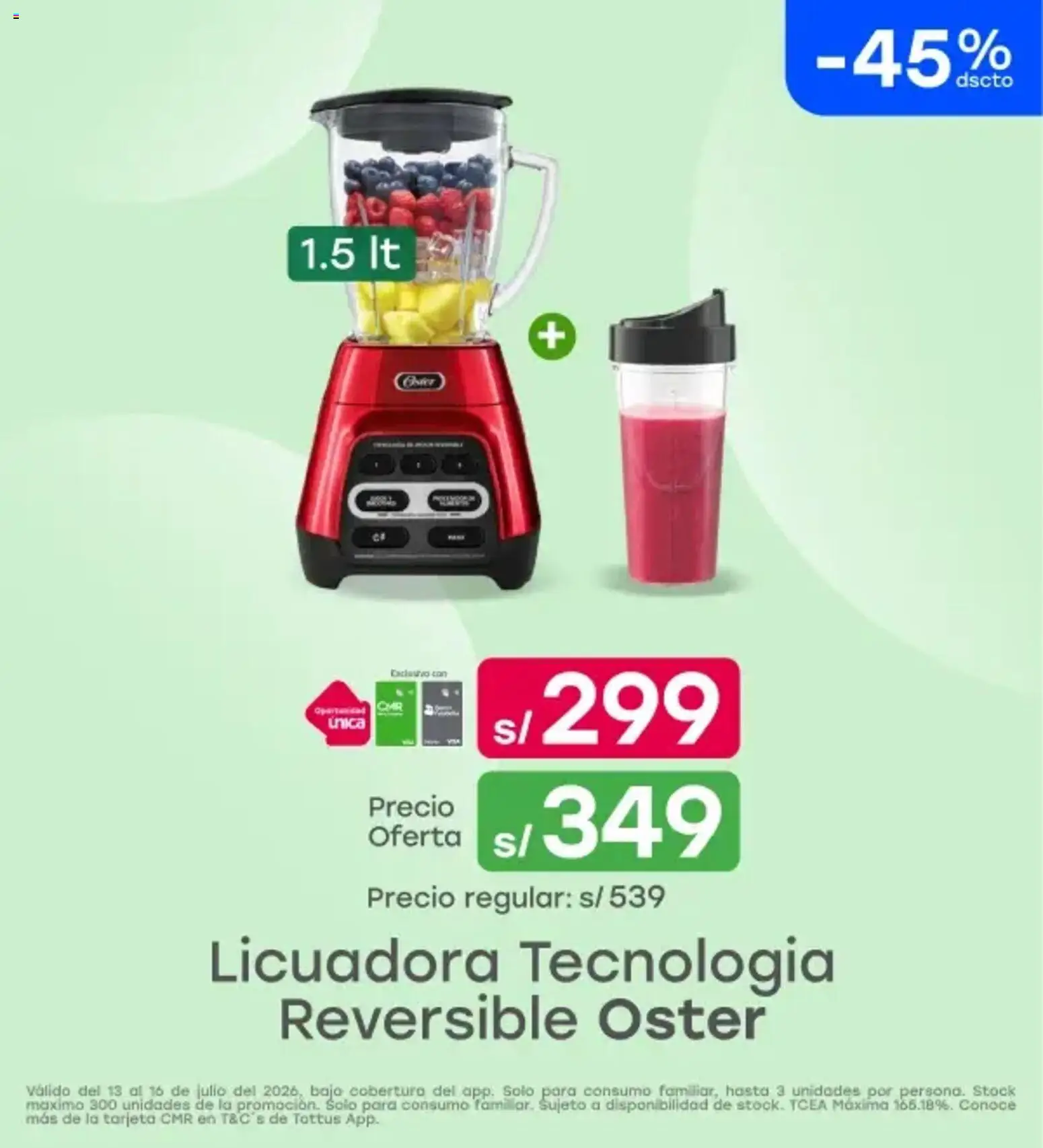 Catálogo Tottus válido desde 13/07/2026 | Página: 8 | Productos: Licuadora