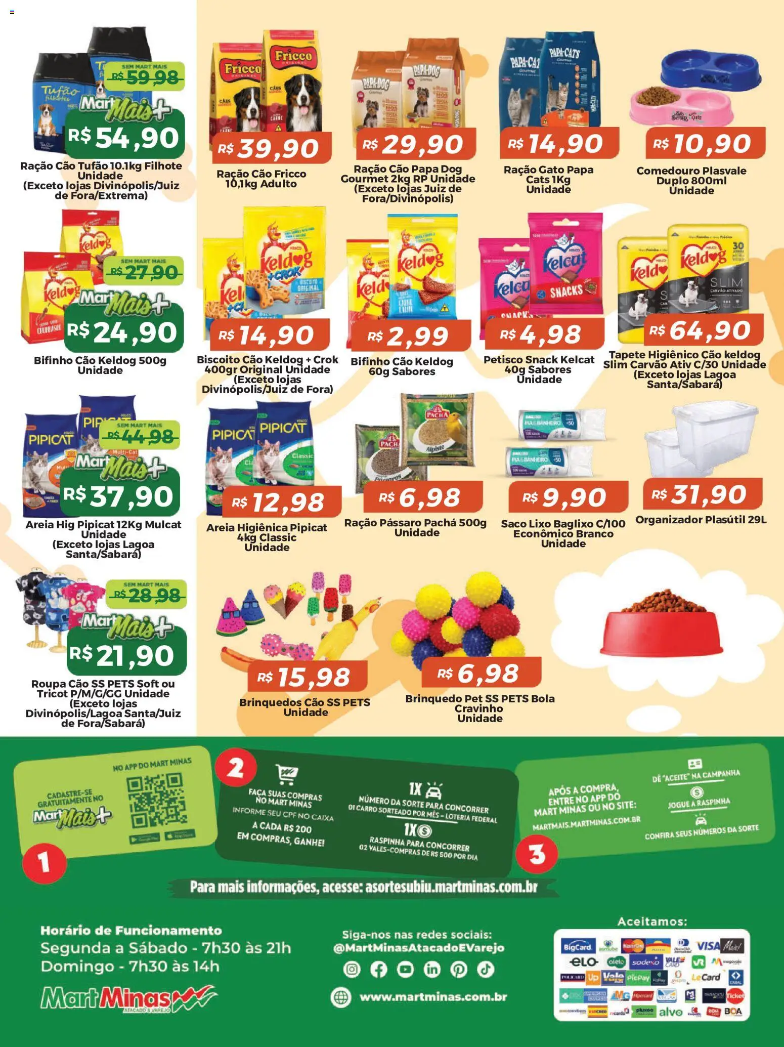 Mart Minas Folheto - válido de 06/08/2026 | Página: 2 | Produtos: Brinquedos, Caixa, Comedouro, Ração