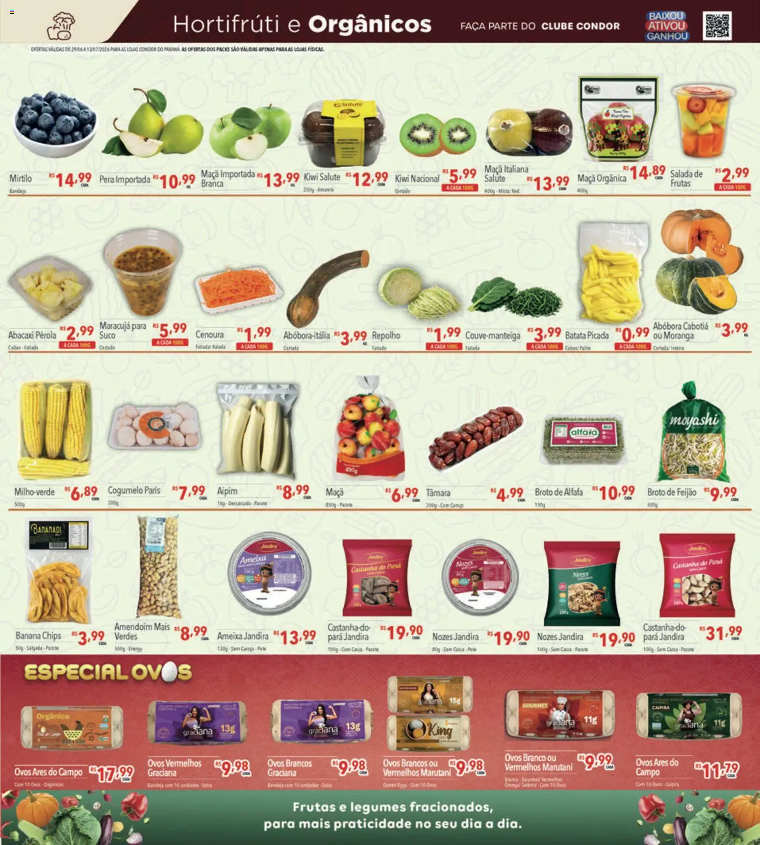 Supermercados Condor Folheto - válido de 29/06/2026 | Página: 13 | Produtos: Amendoim, Suco, Abacaxi, Salada