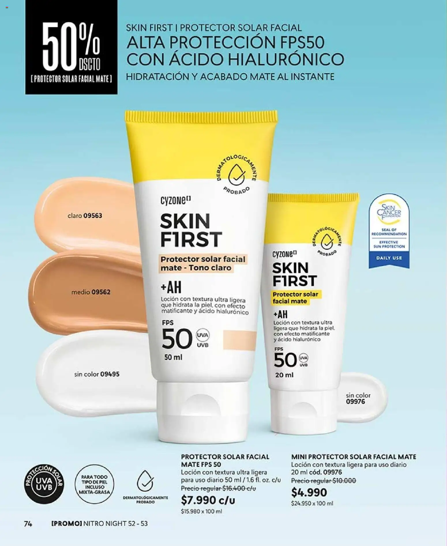 Catálogo CyZone Campaña 15 │ válido desde el 06.09.2026 | Página: 74 | Productos: Loción, Mate, Protector solar