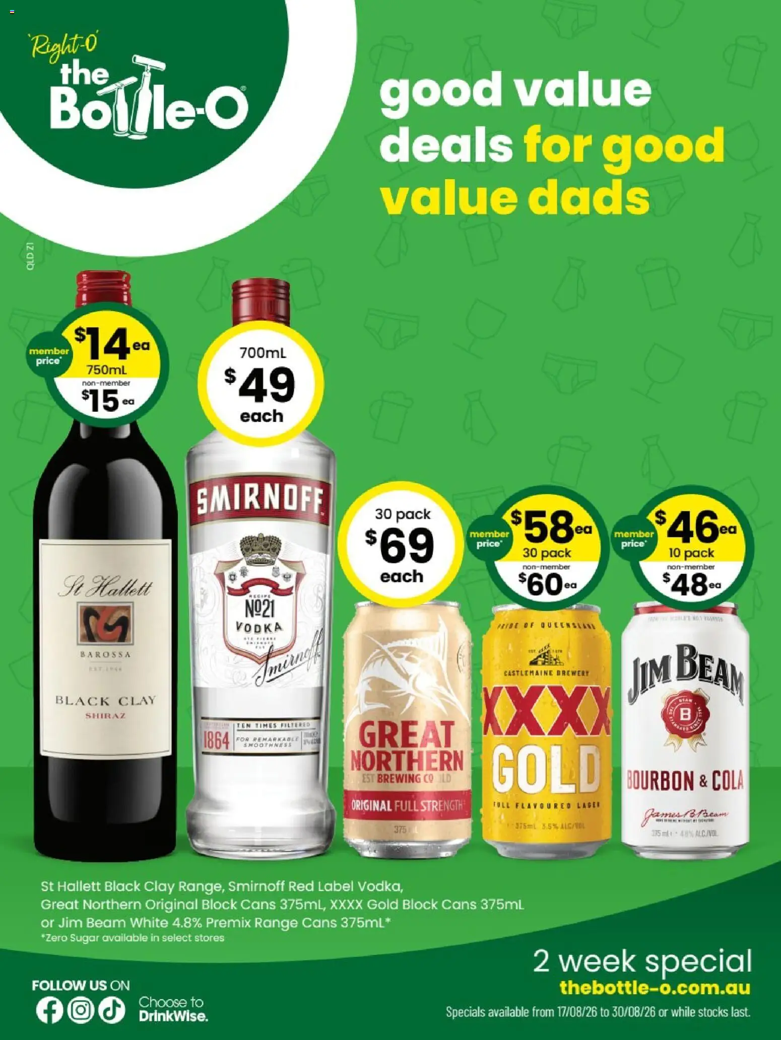 The Bottle-O catalogue - valid from 17/08/2026 | Page: 1 | Products: Jim Beam, Bourbon, Vodka, Sugar