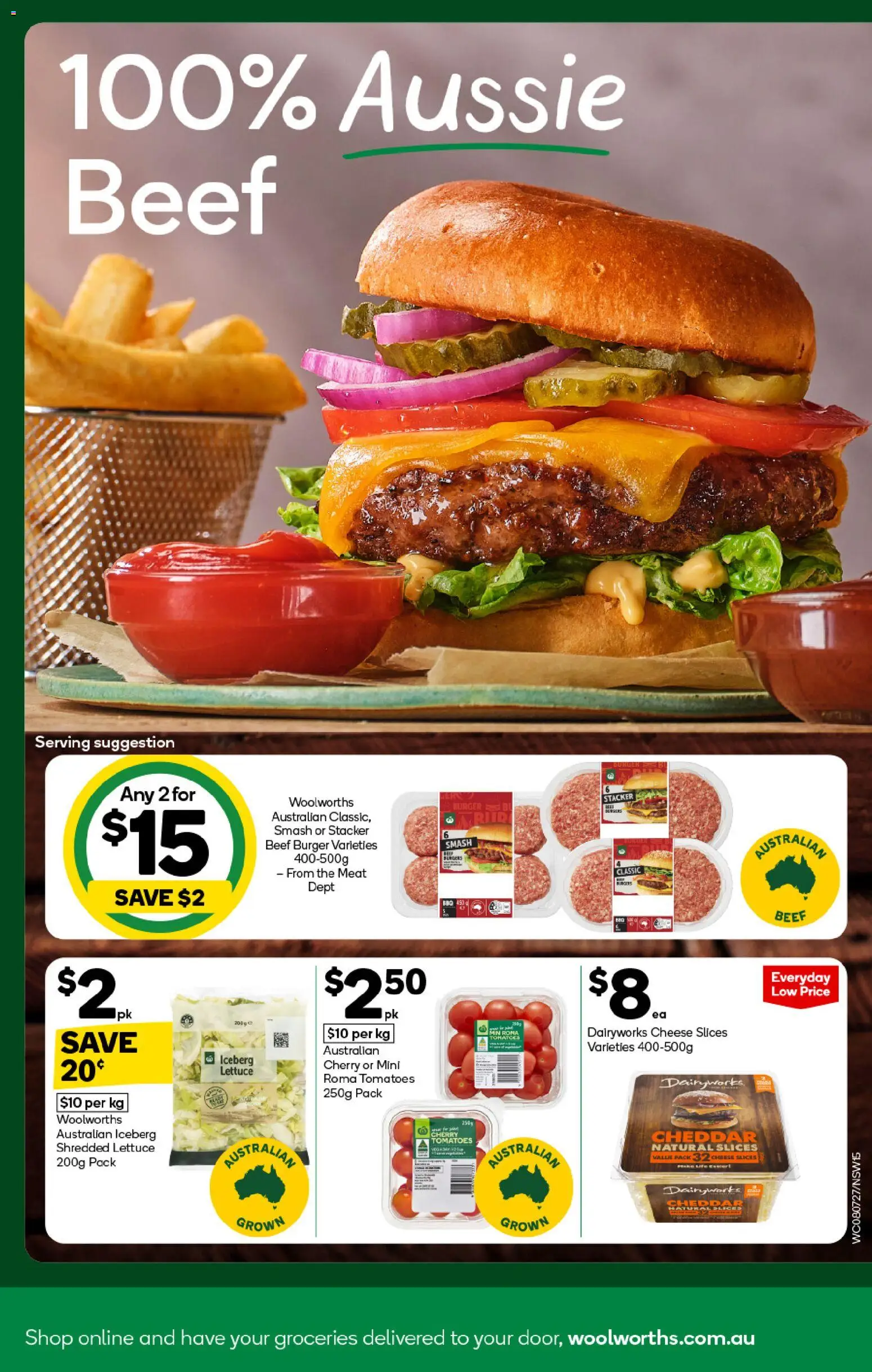 Woolworths catalogue - valid from 08/07/2026 | Page: 15 | Products: Lettuce, Tomatoes, Beef, Meat