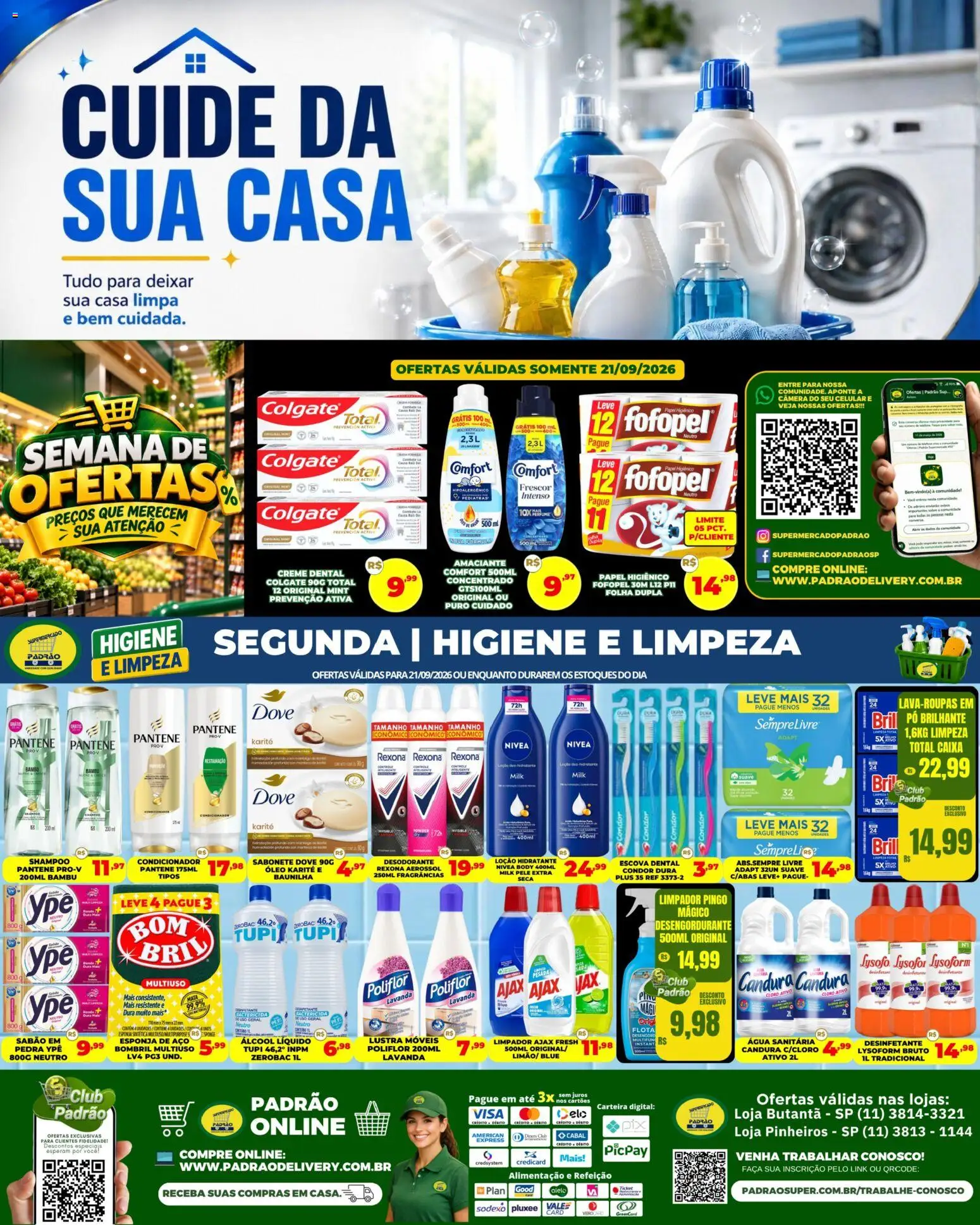 Supermercado Padrão Folheto - válido de 21/09/2026 | Página: 1 | Produtos: Caixa, Shampoo pantene, Água, Creme dental