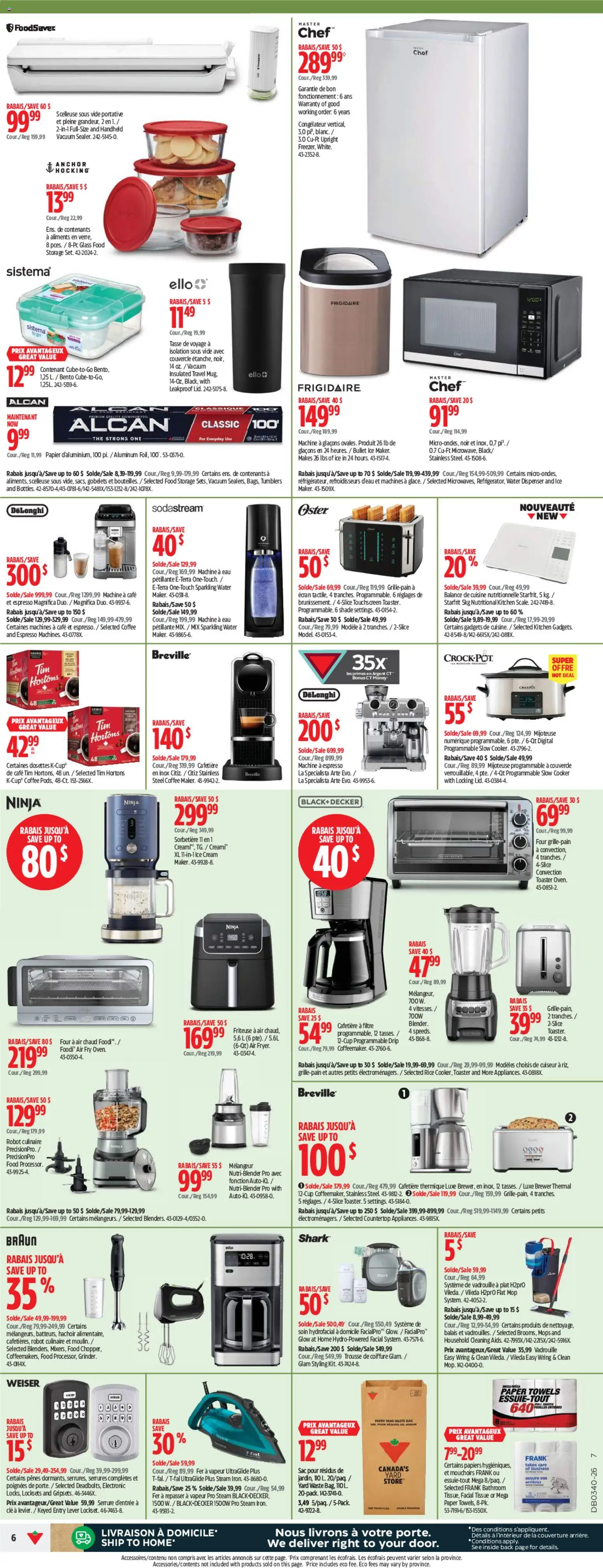 Canadian Tire flyer valid from Oct 1, 2026 | Page: 6 | Products: Ice cream, Water, Robot, Towels