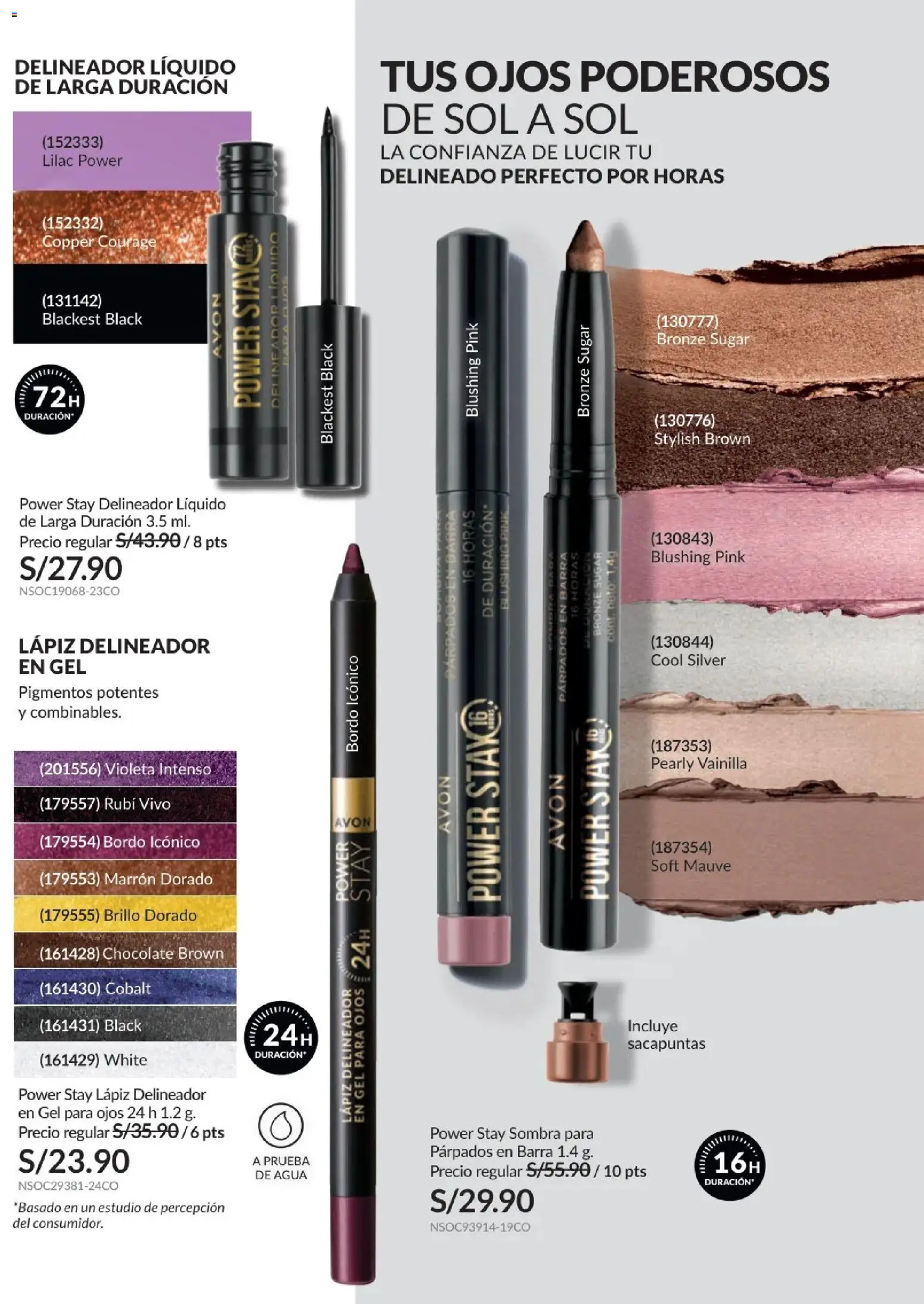 Catálogo Avon válido desde 01/07/2026 | Página: 31 | Productos: Delineador, Chocolate, Sacapuntas