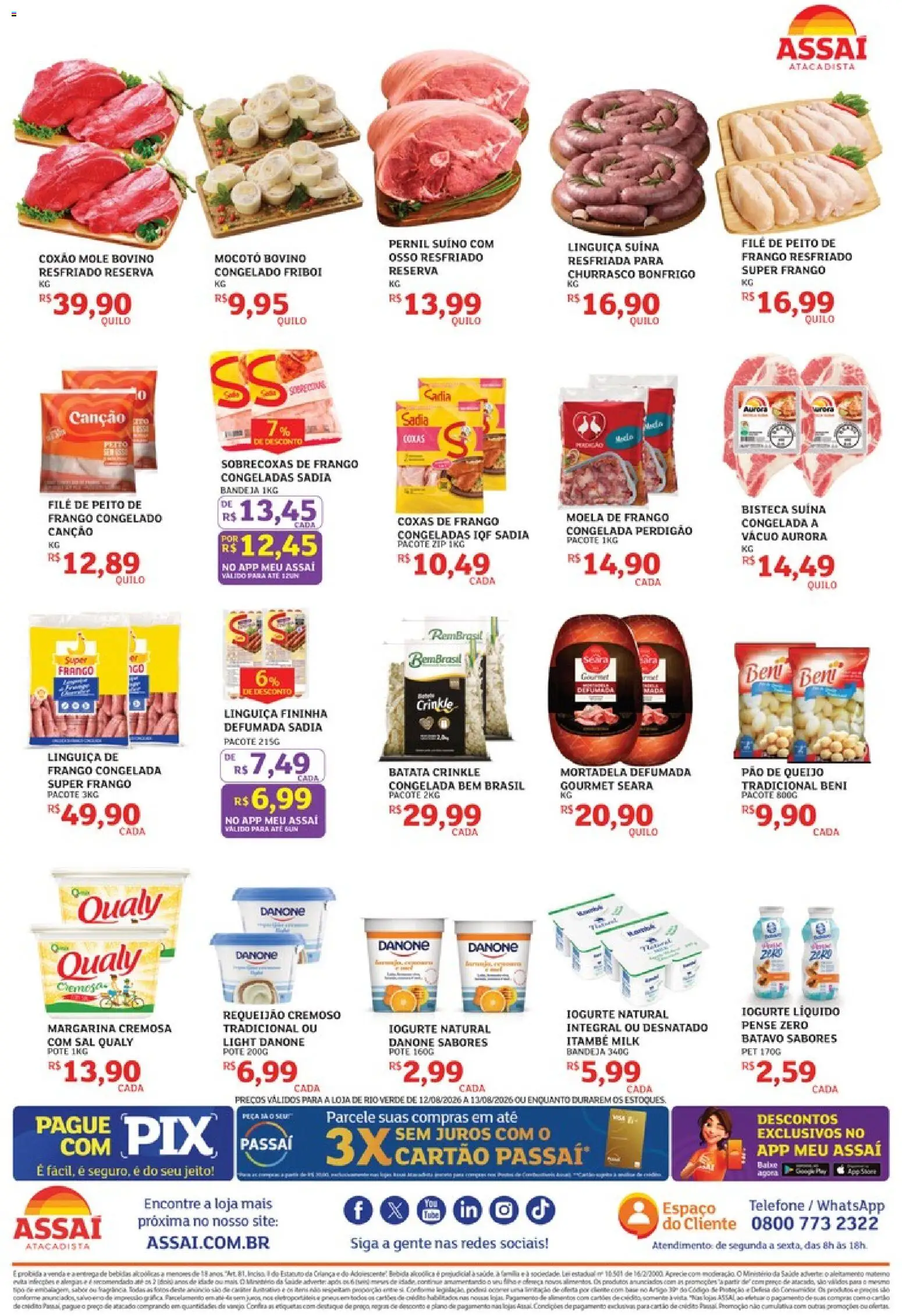 Assaí Atacadista Folheto - válido de 12/08/2026 | Página: 2 | Produtos: Linguiça, Pernil, Pernil suíno, Margarina