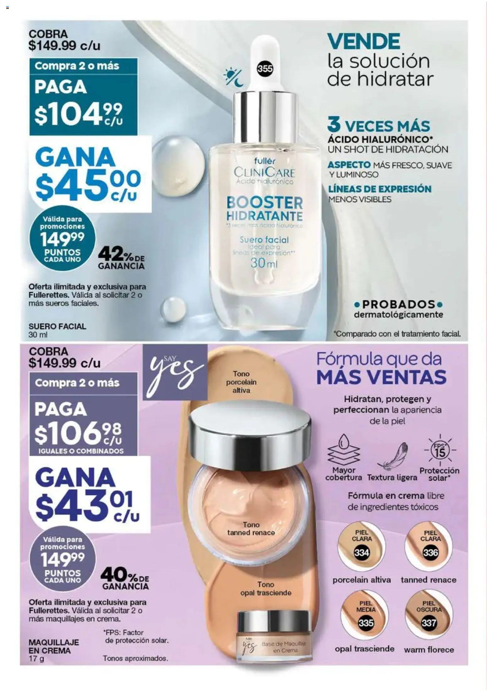 Nuevas ofertas de Fuller válidas en toda la República Mexicana desde el 02/09/2026. ¡Encuentra las mejores ofertas en Fuller Gana Más 11 2026! | Página: 26 | Productos: Base de maquillaje, Crema, Shot, Maquillaje