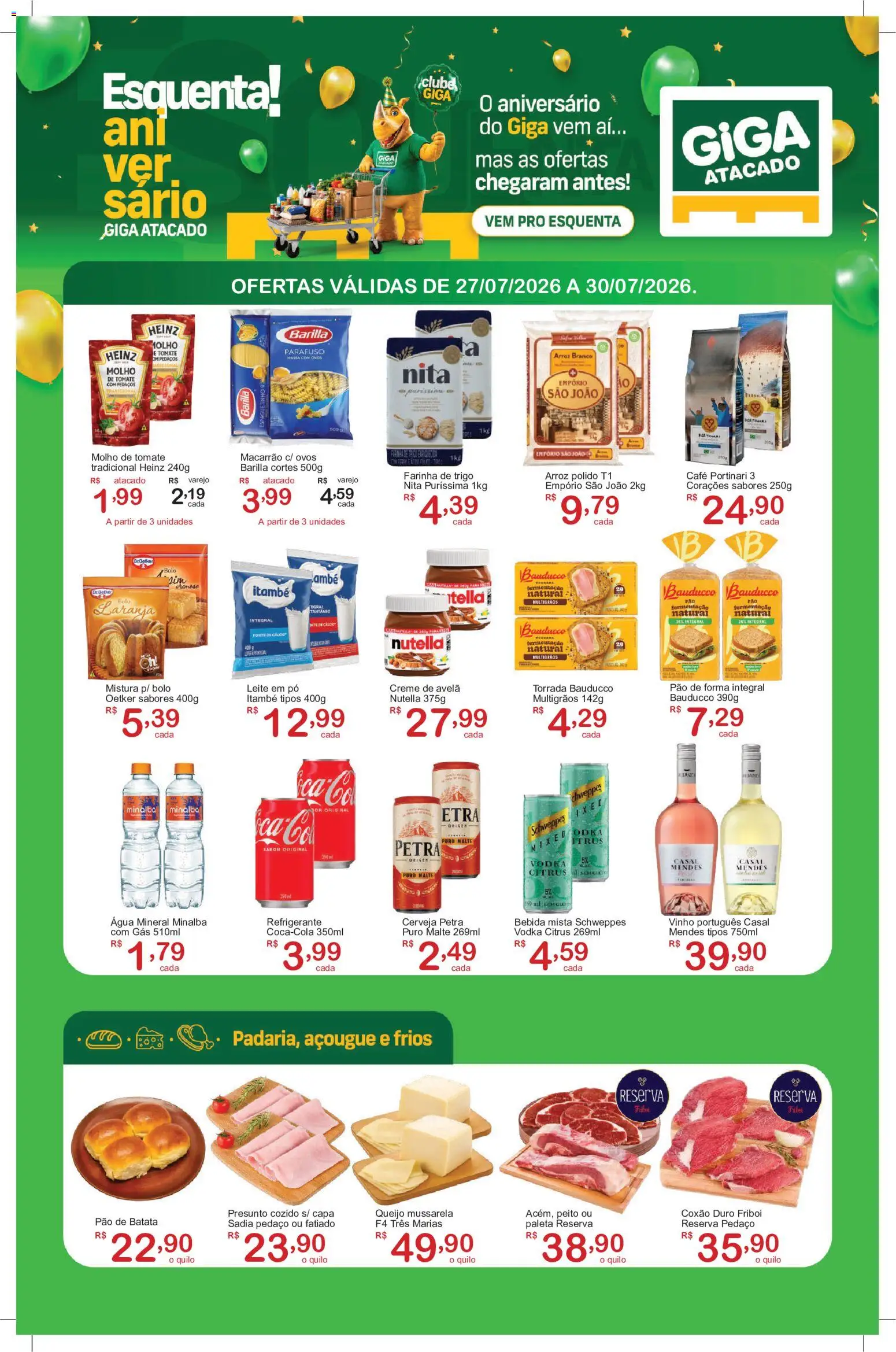 GIGA Atacado Folheto - válido de 27/07/2026 | Página: 1 | Produtos: Molho de tomate, Cerveja, Macarrão, Bolo