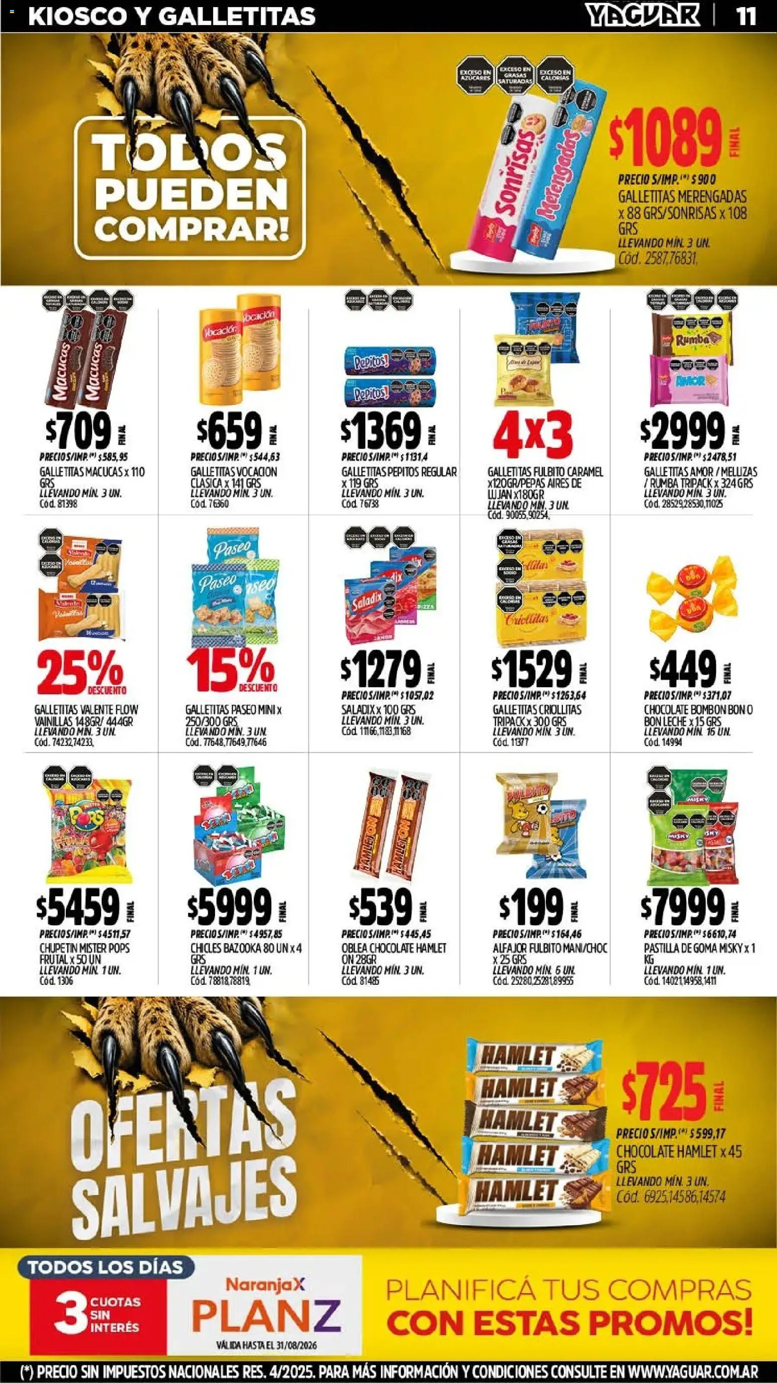 Yaguar - Oferta Semanal Salta │ válido desde el 03/08/2026 | Página: 14 | Productos: Chicles, Leche, Chocolate, Alfajor