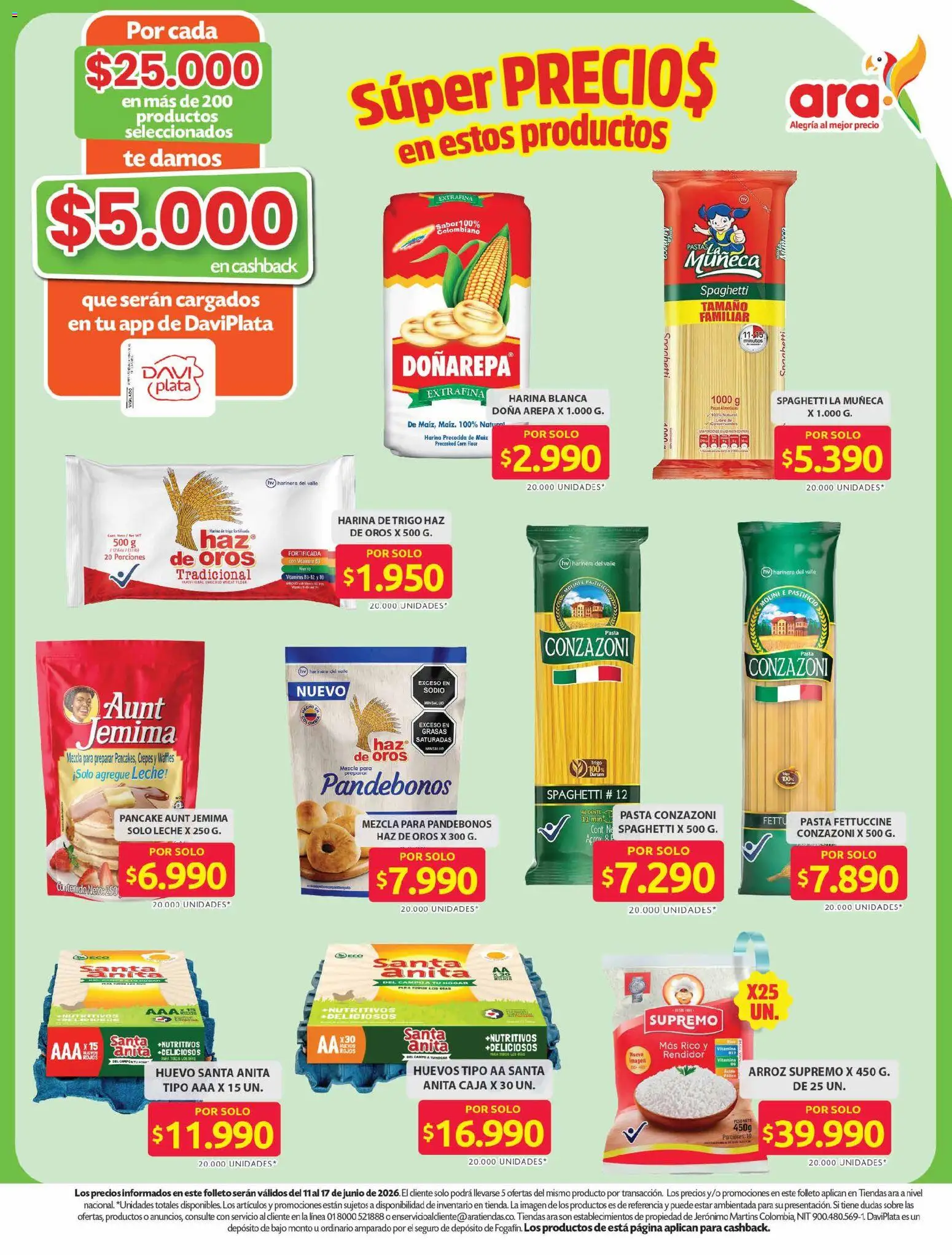Ara revista - valida desde el 11.06.2026 | Página: 5 | Productos: Pasta, Harina, Caja, Huevos