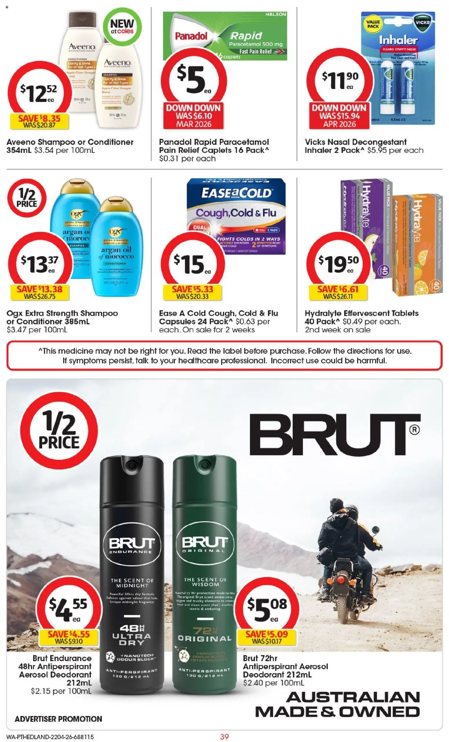 Coles catalogue - valid from 22.04.2026 | Page: 39 | Products: Conditioner, Oil, Argan oil, Tablets