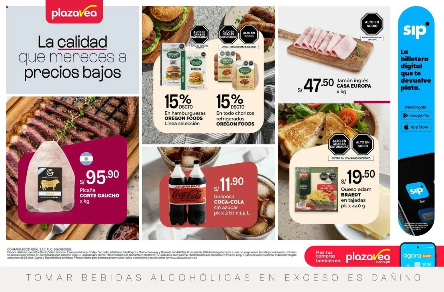 Catálogo Plaza Vea válido desde 09.04.2026 | Página: 1 | Productos: Jamón, Té, Billetera, Mermelada