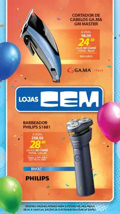 Lojas Cem - Ofertas atuais - Pré-Visualização do folheto da loja Lojas Cem, válido de 01/07/2026 | Página: 129 | Produtos: Barbeador, Carne, Cortador