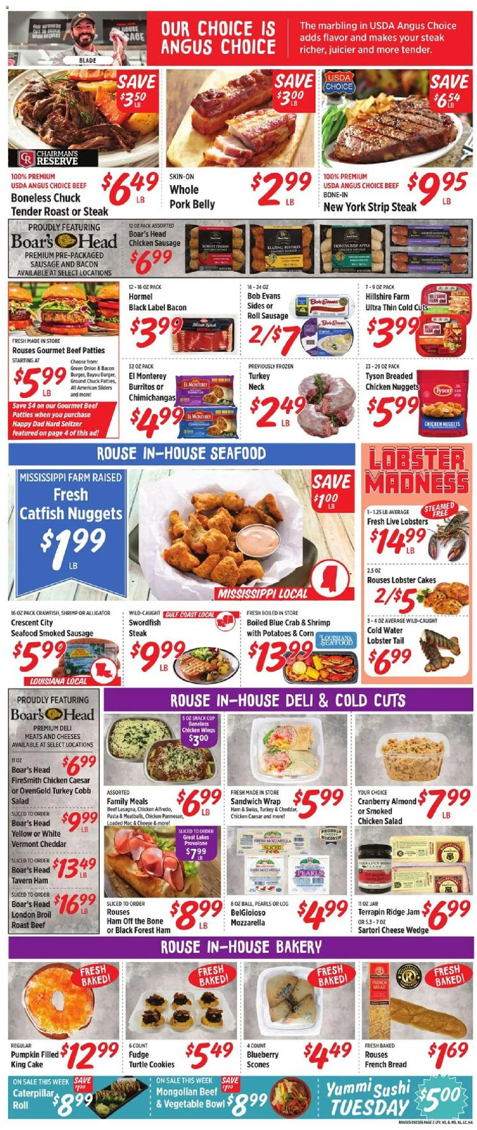 Rouses Weekly Ad - AL - valid from 09/23/2026 | Page: 5 | Products: Chicken, Pork, Pork belly, Beef