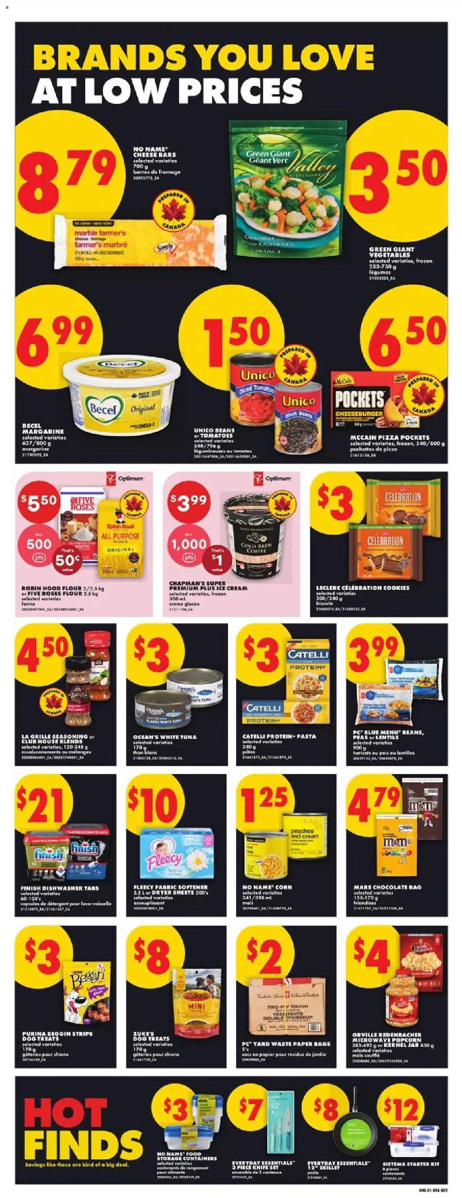 No Frills flyer valid from Aug 13, 2026 | Page: 4 | Products: Flour, Dishwasher, Fabric softener, Legumes