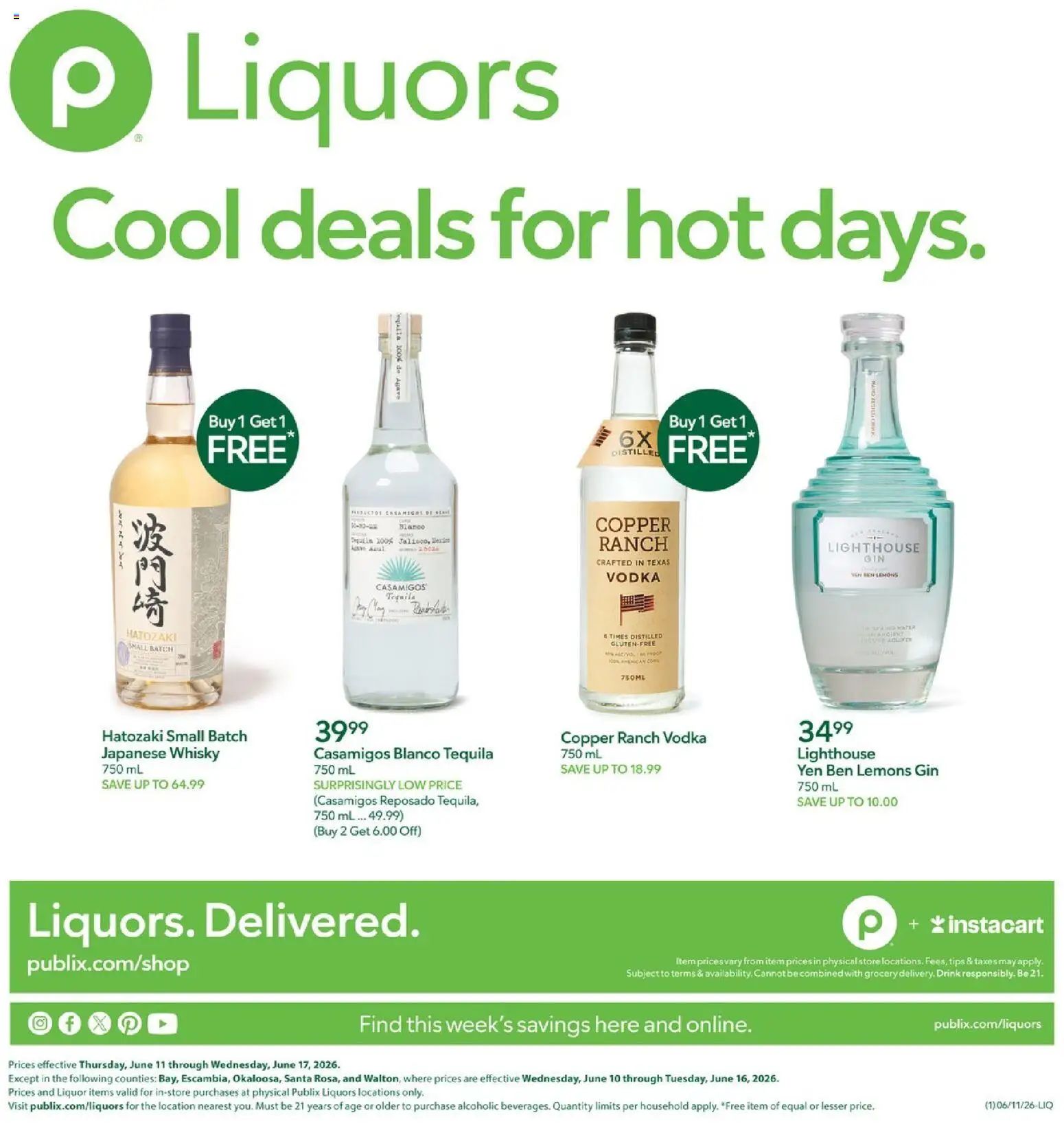 Publix Liquors - valid from 11.06.2026 | Page: 1 | Products: Gin, Vodka, Water