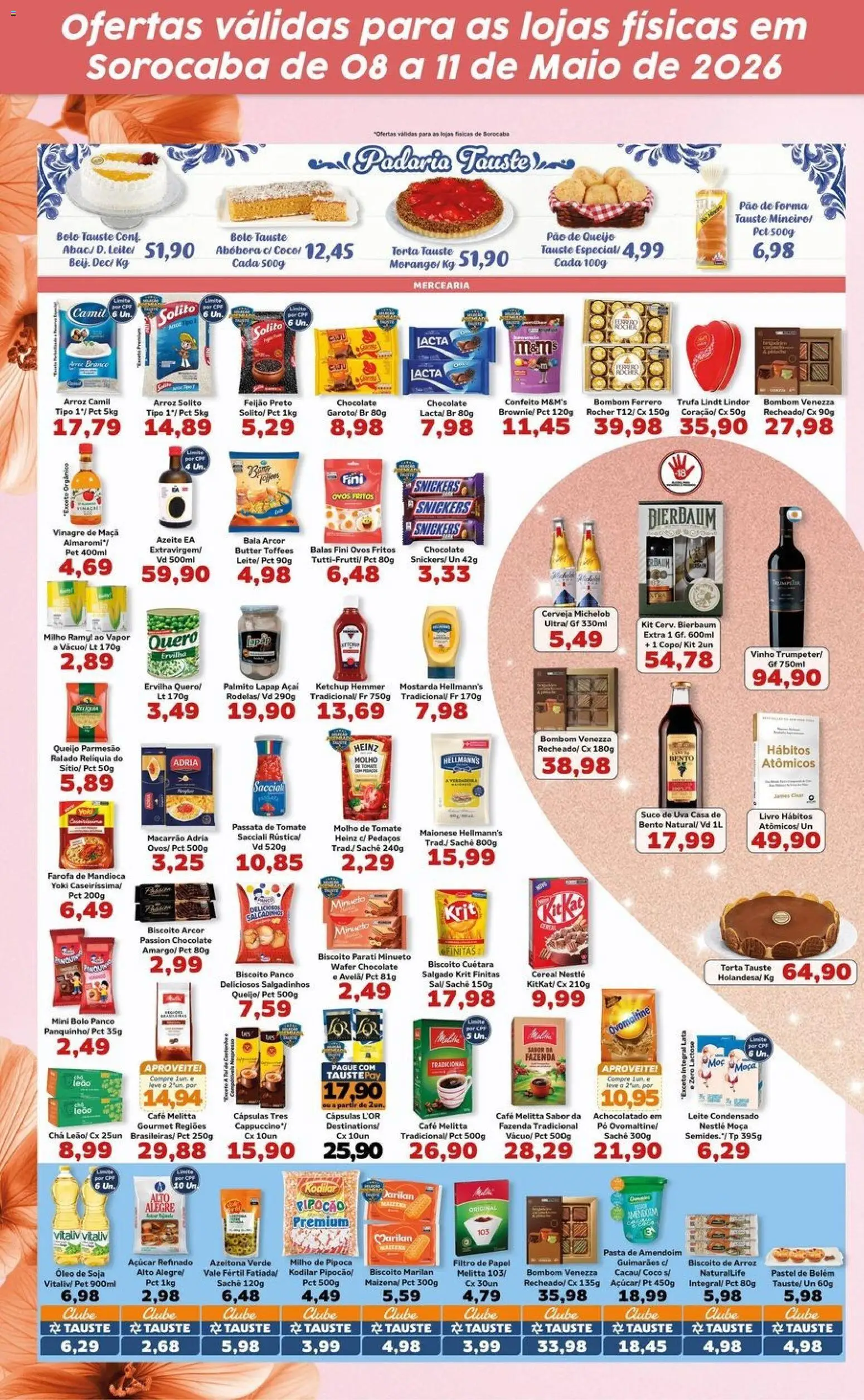 Tauste Folheto - válido de 08.05.2026 | Página: 3 | Produtos: Biscoito parati, Vinagre, Vinho, Pipoca