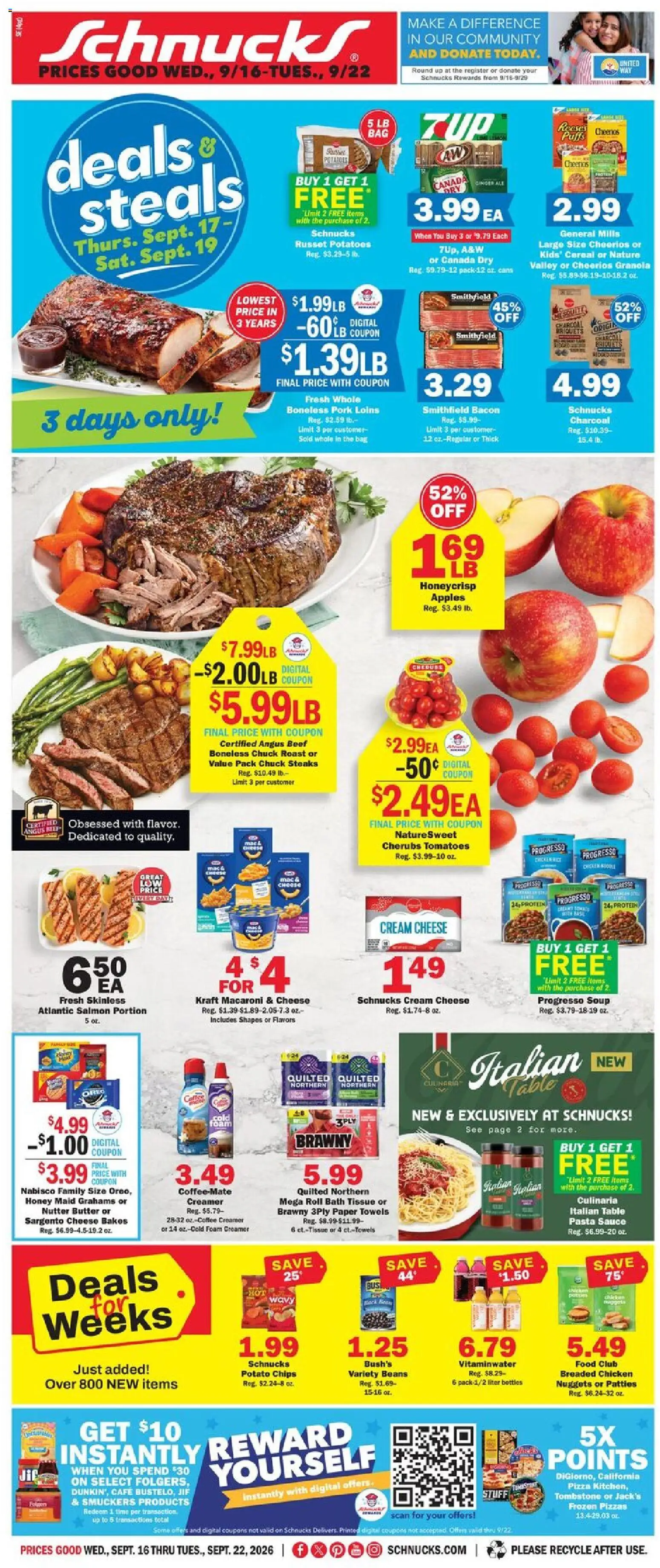 Schnucks Weekly Ad - valid from 09/16/2026 | Page: 1 | Products: Honey, Butter, Cereal, Paper towels