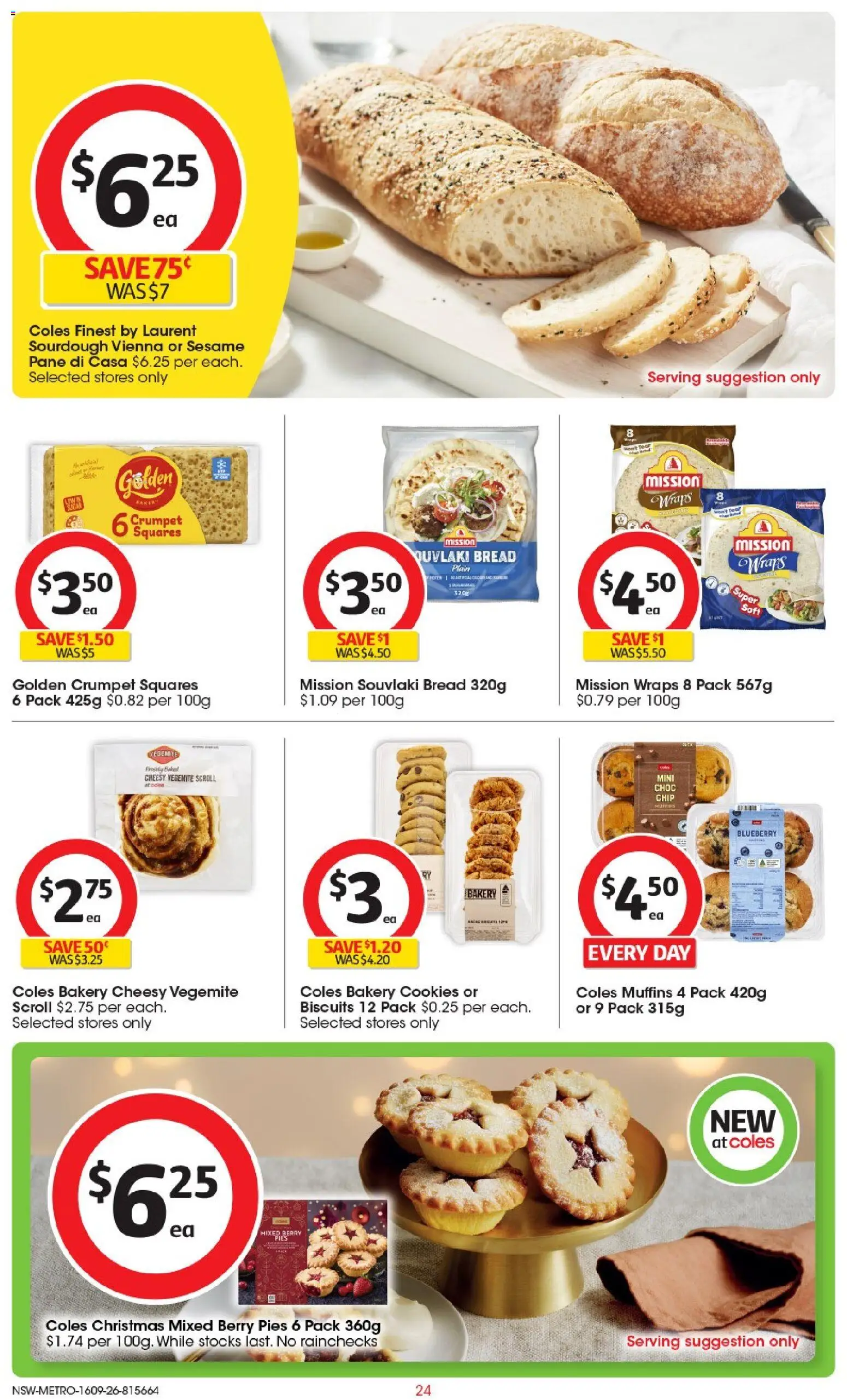 Coles catalogue - valid from 16/09/2026 | Page: 25 | Products: Crumpets, Vegemite, Pies, Bakery