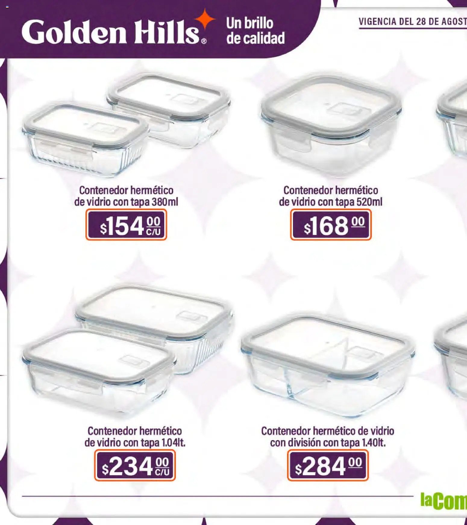Nuevas ofertas de La Comer válidas en toda la República Mexicana desde el 28/08/2026. ¡Encuentra las mejores ofertas en La Comer folleto Golden Hills! | Página: 34 | Productos: Brillo, Contenedor