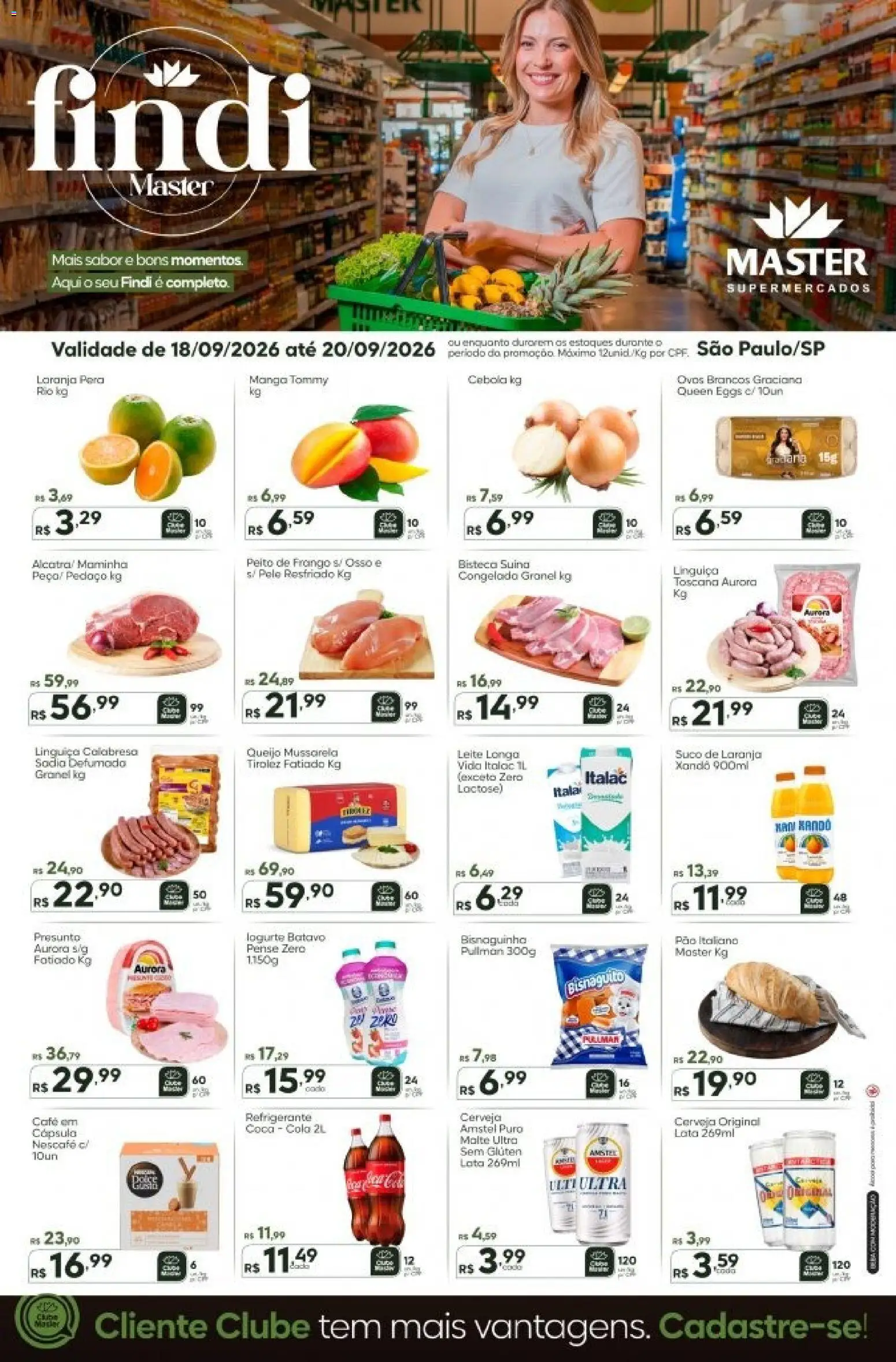 Master Folheto - válido de 18/09/2026 | Página: 1 | Produtos: Cola, Linguiça, Presunto, Suco