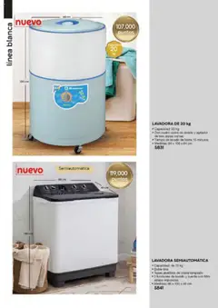 Vista previa de LAVADORA DE 20 kg, Capacidad: 20 kg. Con cuatro ciclos de lavado y agitador de tres aspas curvas. Tiempo de lavado de hasta 15 minutos. Medidas: 64 x 100 x 64 cm, nuevo folleto de la tienda, válido en México a partir del 13.06.2025 | Página: 30 | Productos: Lavadora