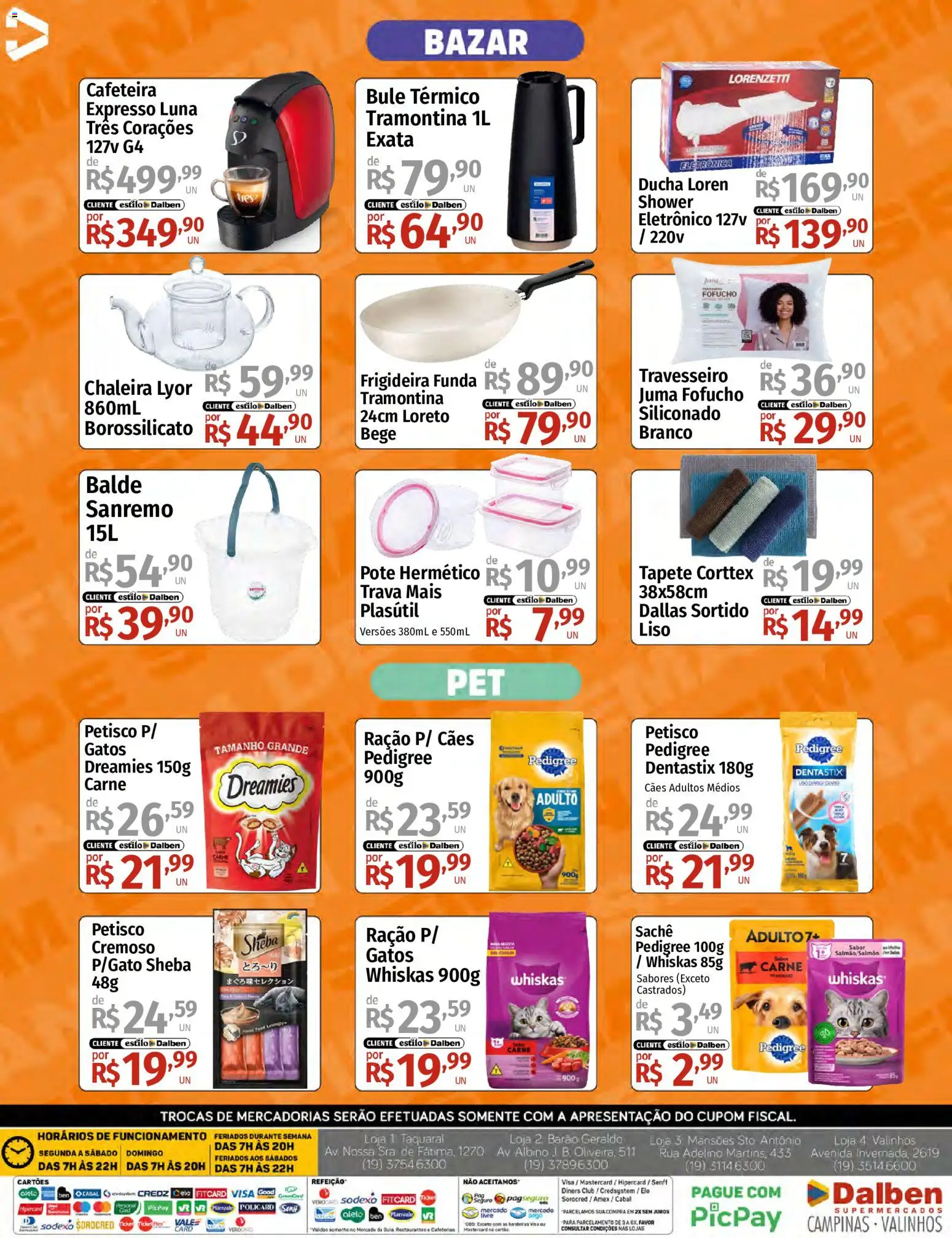 Supermercado Dalben Folheto - válido de 15.05.2026 | Página: 15 | Produtos: Chaleira, Travesseiro, Cafeteira, Carne