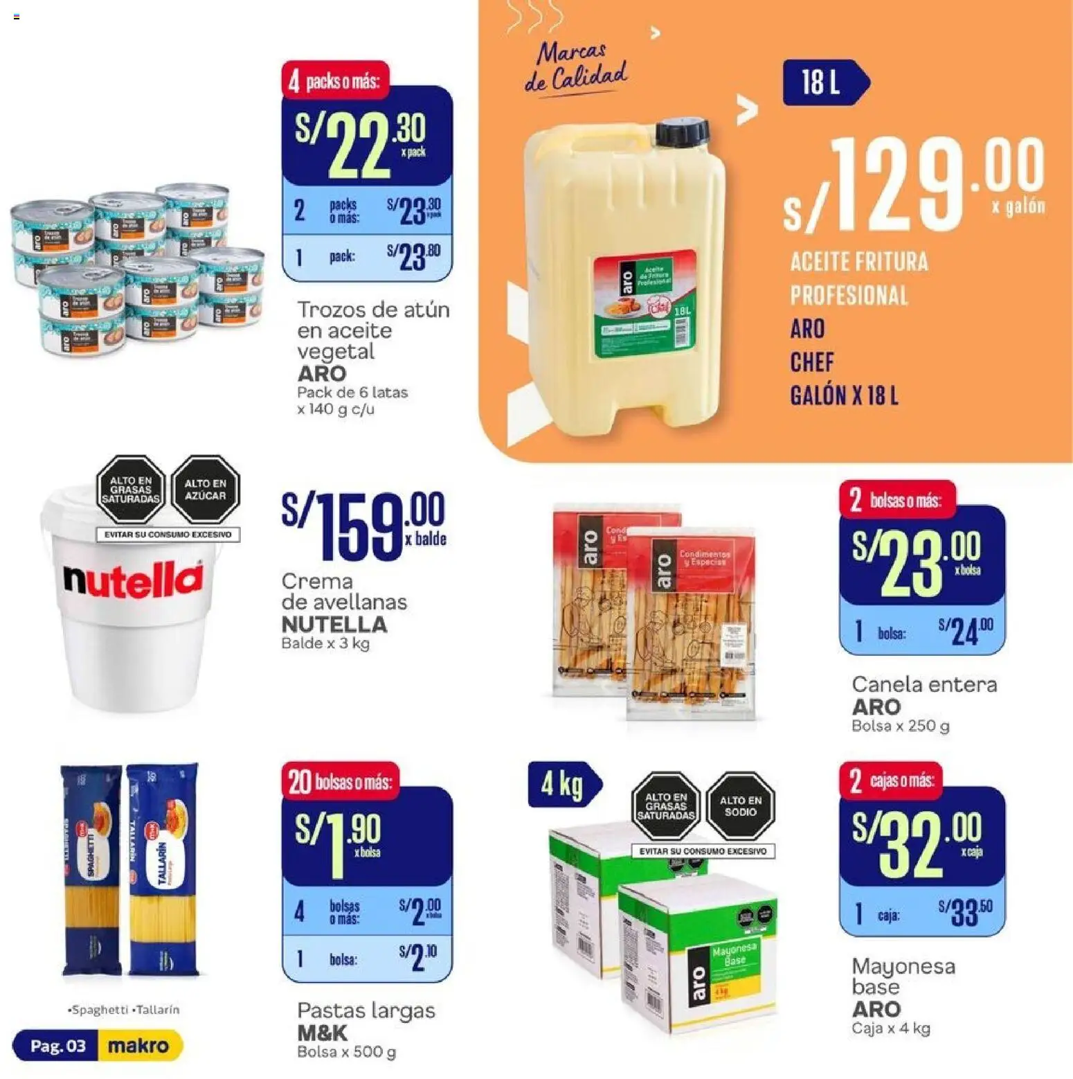 Catálogo Makro válido desde 01.05.2026 | Página: 3 | Productos: Caja, Aceite, Crema, Bolsa
