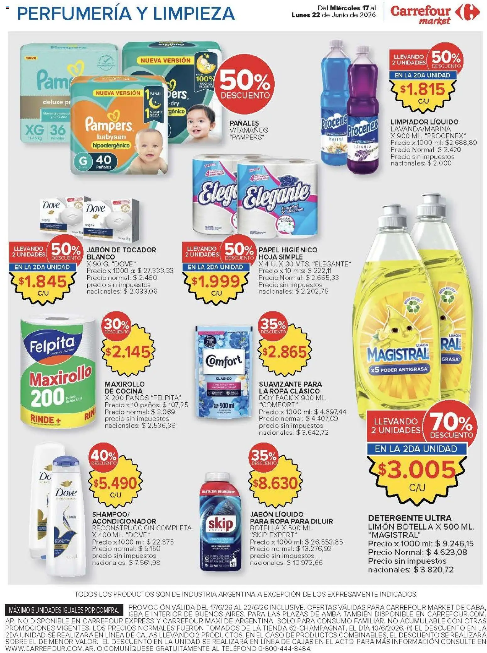 Carrefour ofertas │ válido desde el 17.06.2026 | Página: 51 | Productos: Papel higiénico, Cocina, Shampoo, Limón