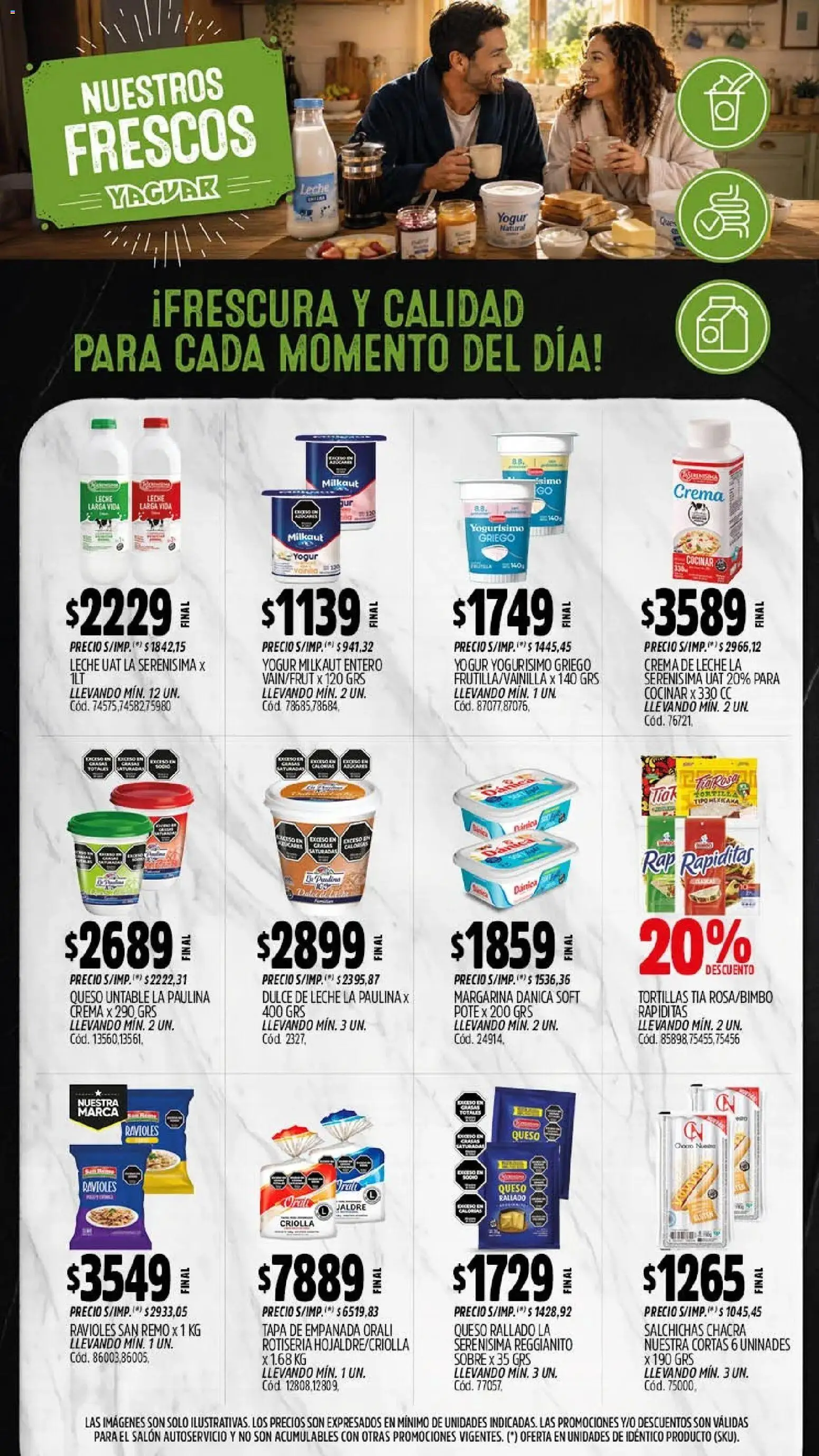 Yaguar catálogo │ válido desde el 17/07/2026 | Página: 9 | Productos: Dulce de leche, Queso, Tortillas, Crema