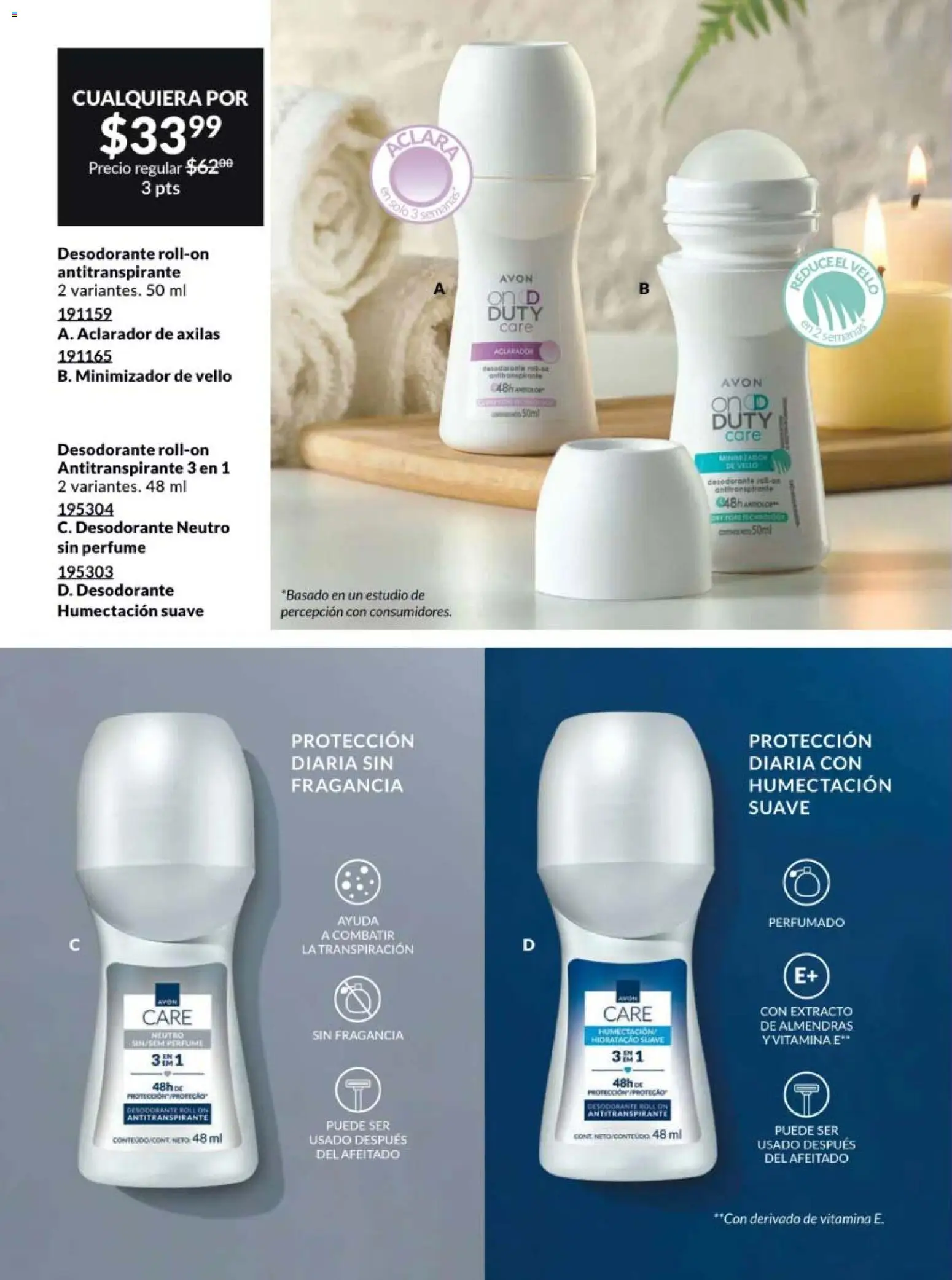 Nuevas ofertas de AVON válidas en toda la República Mexicana desde el 20/02/2026. ¡Encuentra las mejores ofertas en AVON campaña 4 2026! | Página: 184 | Productos: Desodorante, Antitranspirante, Almendras, Perfume