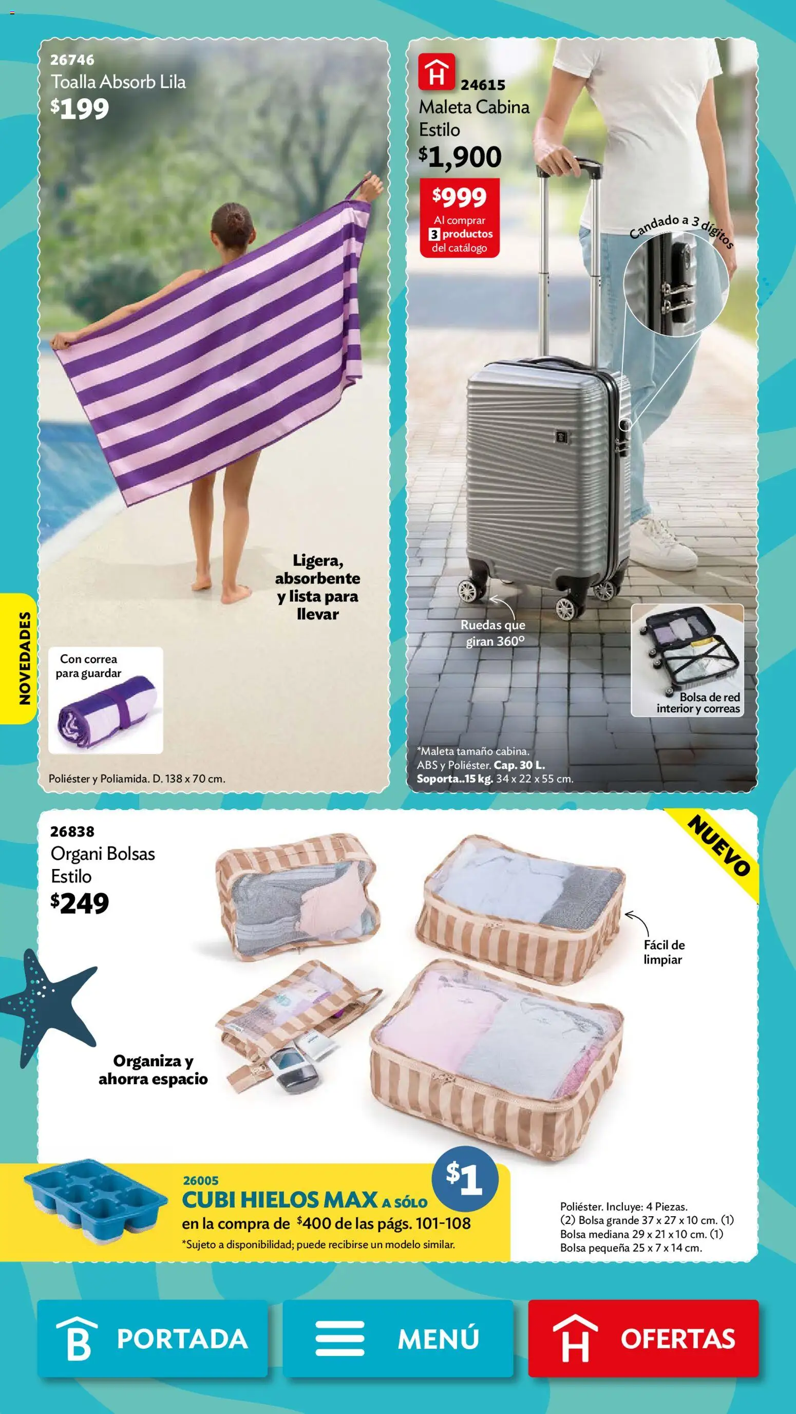 Nuevas ofertas de Betterware válidas en toda la República Mexicana desde el 29/06/2026. ¡Encuentra las mejores ofertas en Betterware campaña 7 2026! | Página: 105 | Productos: Candado, Bolsa, Maleta, Toalla