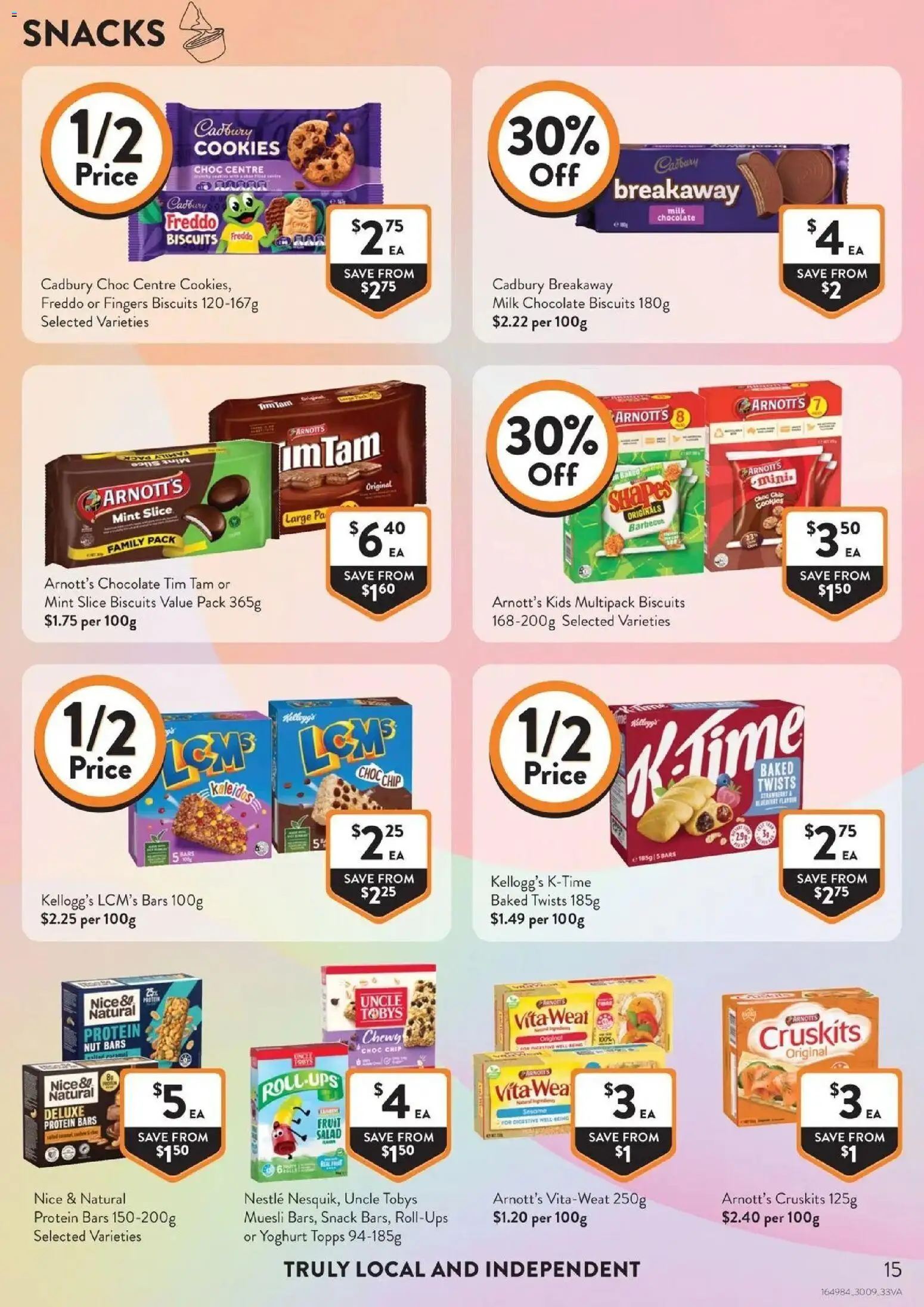 Foodworks catalogue Supermarket VIC - 30/09/2026 > weekly / monthly specials | Page: 15 | Products: Biscuits, Fruit, Cookies, Muesli