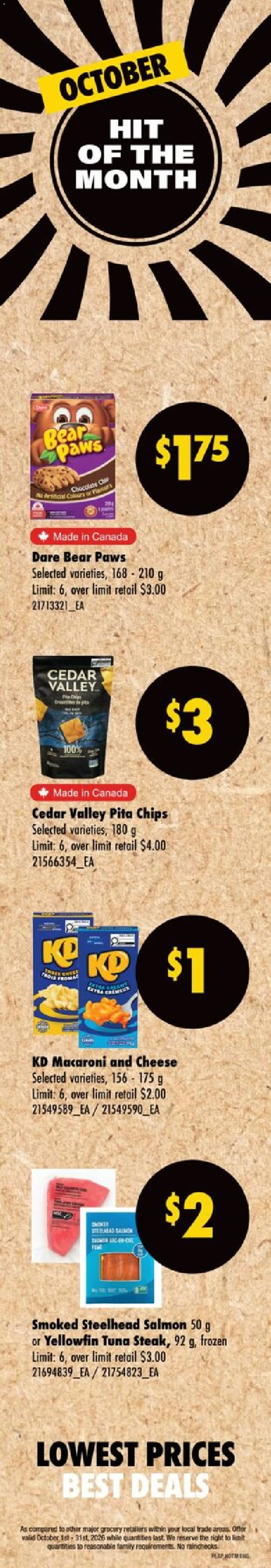 Wholesale Club flyer valid from Oct 1, 2026 | Page: 6 | Products: Salmon, Tuna, Cheese, Chocolate