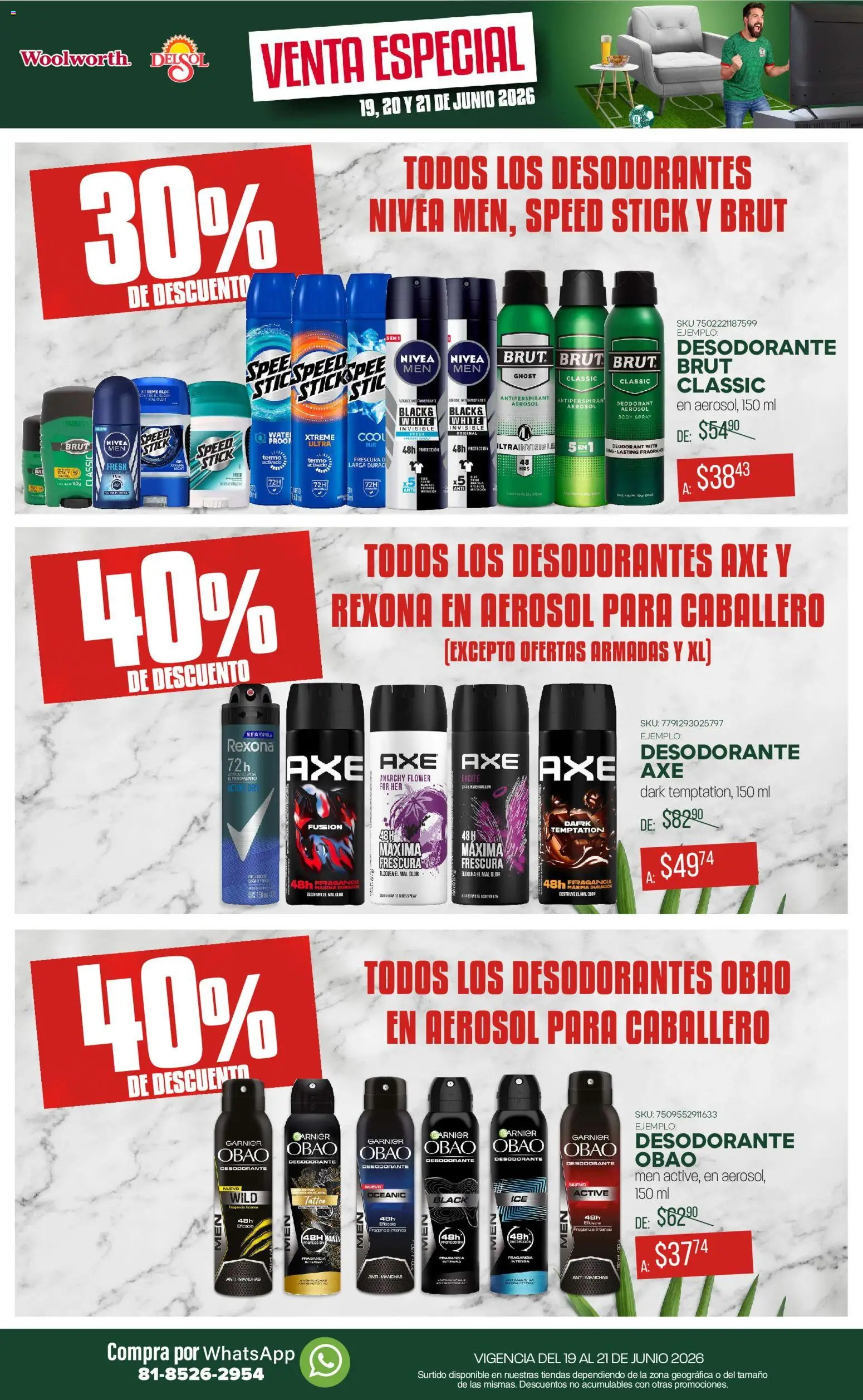 Nuevas ofertas de Del Sol y Woolworth válidas en toda la República Mexicana desde el 19.06.2026. ¡Encuentra las mejores ofertas en Del Sol y Woolworth catálogo! | Página: 19