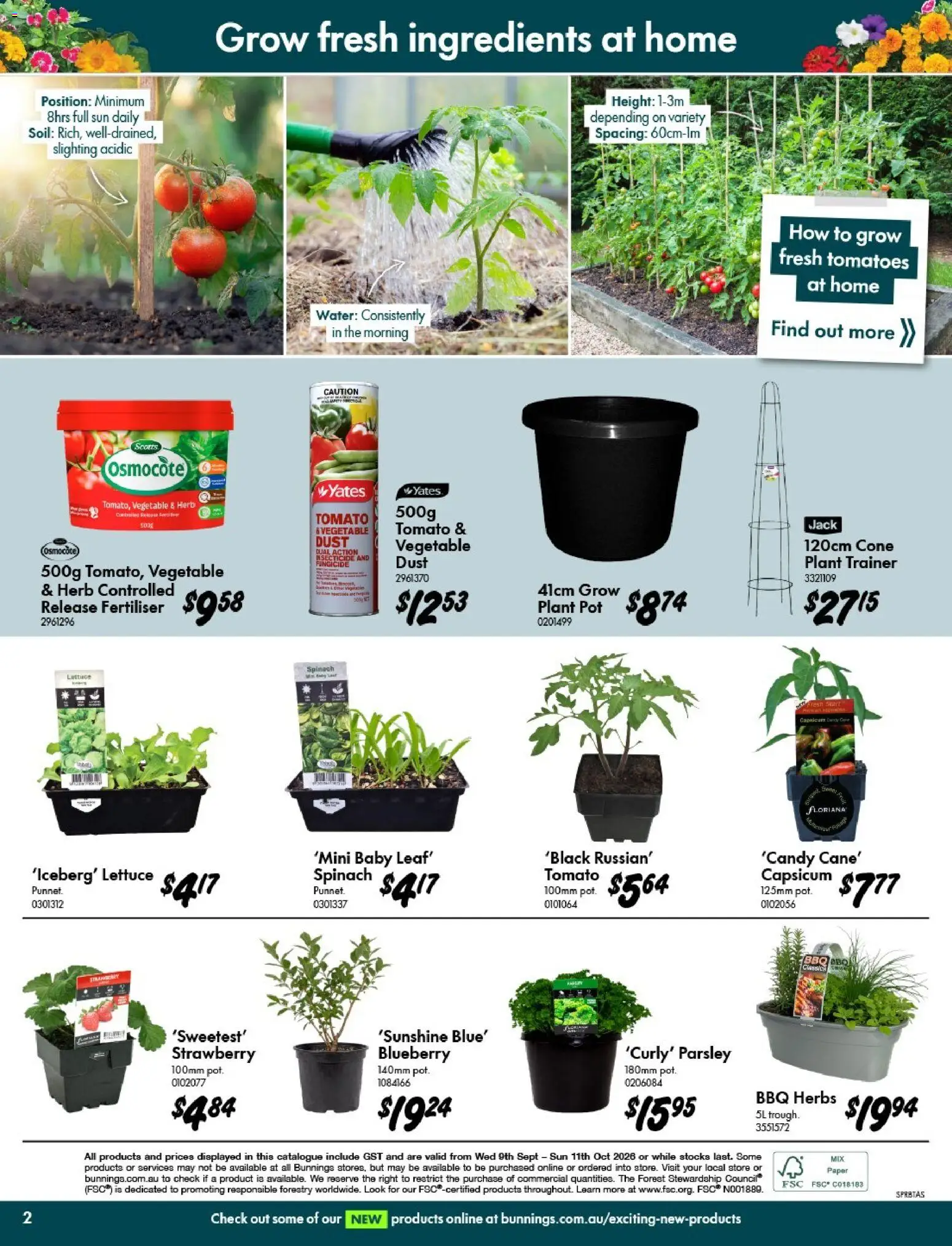 Bunnings Warehouse catalogue - valid from 09/09/2026 | Page: 2 | Products: Herb, Soil, Tomato, Parsley