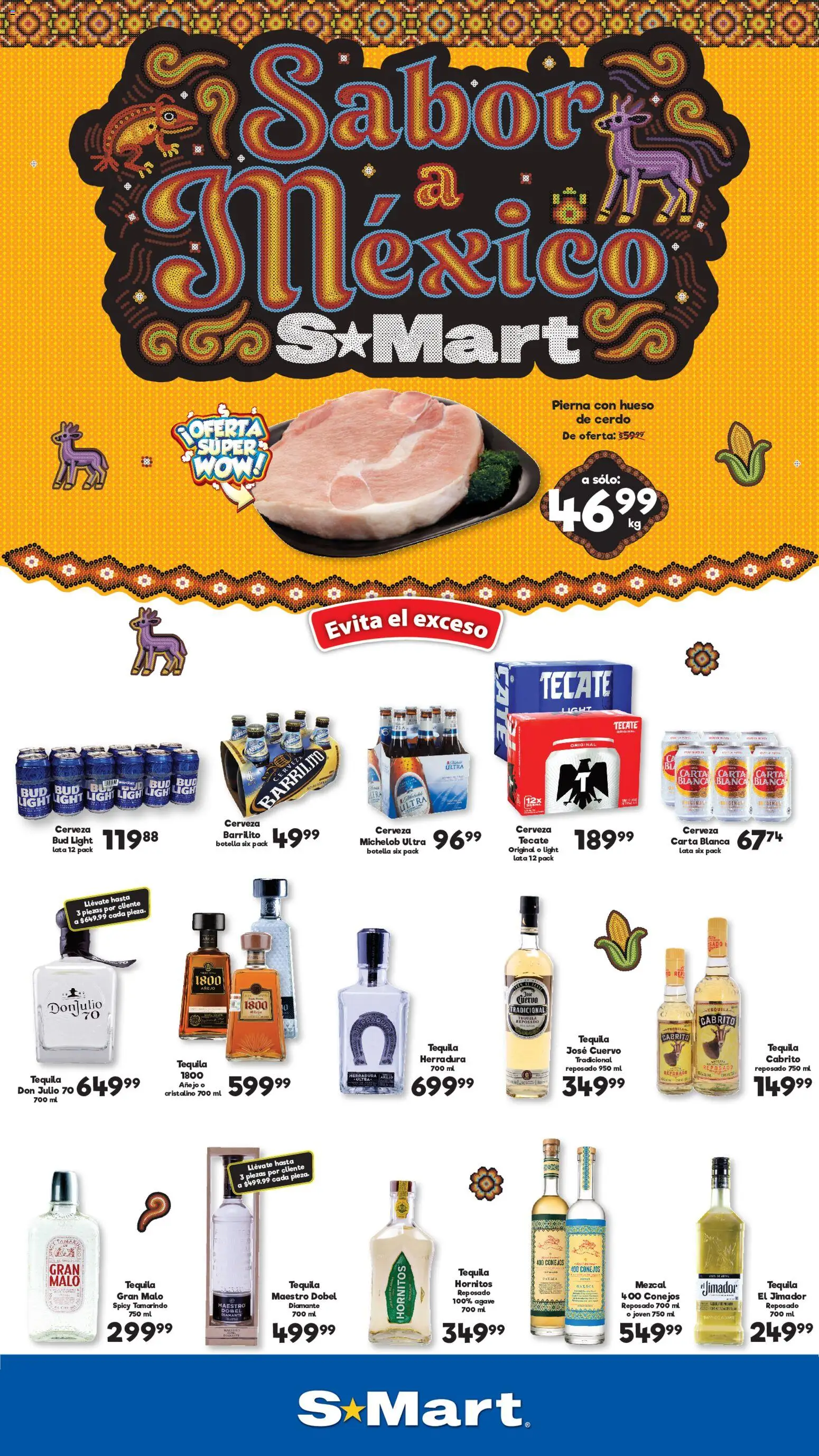 Nuevas ofertas de S-Mart válidas en toda la República Mexicana desde el 15/09/2026. ¡Encuentra las mejores ofertas en S-Mart folleto Ofertas de feria Chihuahua! | Página: 1 | Productos: Cerveza, Cerdo, Tequila, Botella