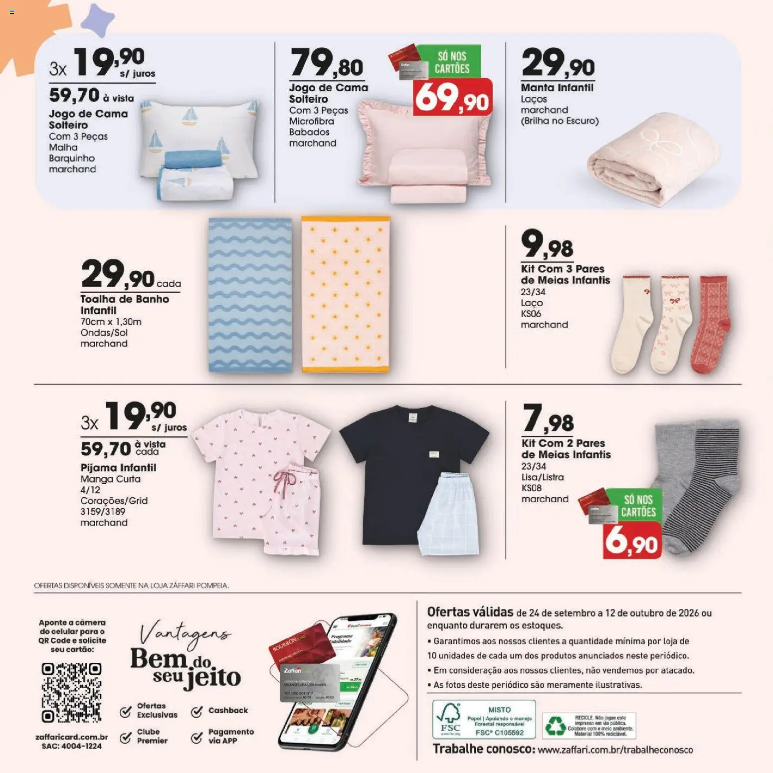 Zaffari Folheto - válido de 24/09/2026 | Página: 10 | Produtos: Pijama infantil, Cama, Toalha de banho, Câmera