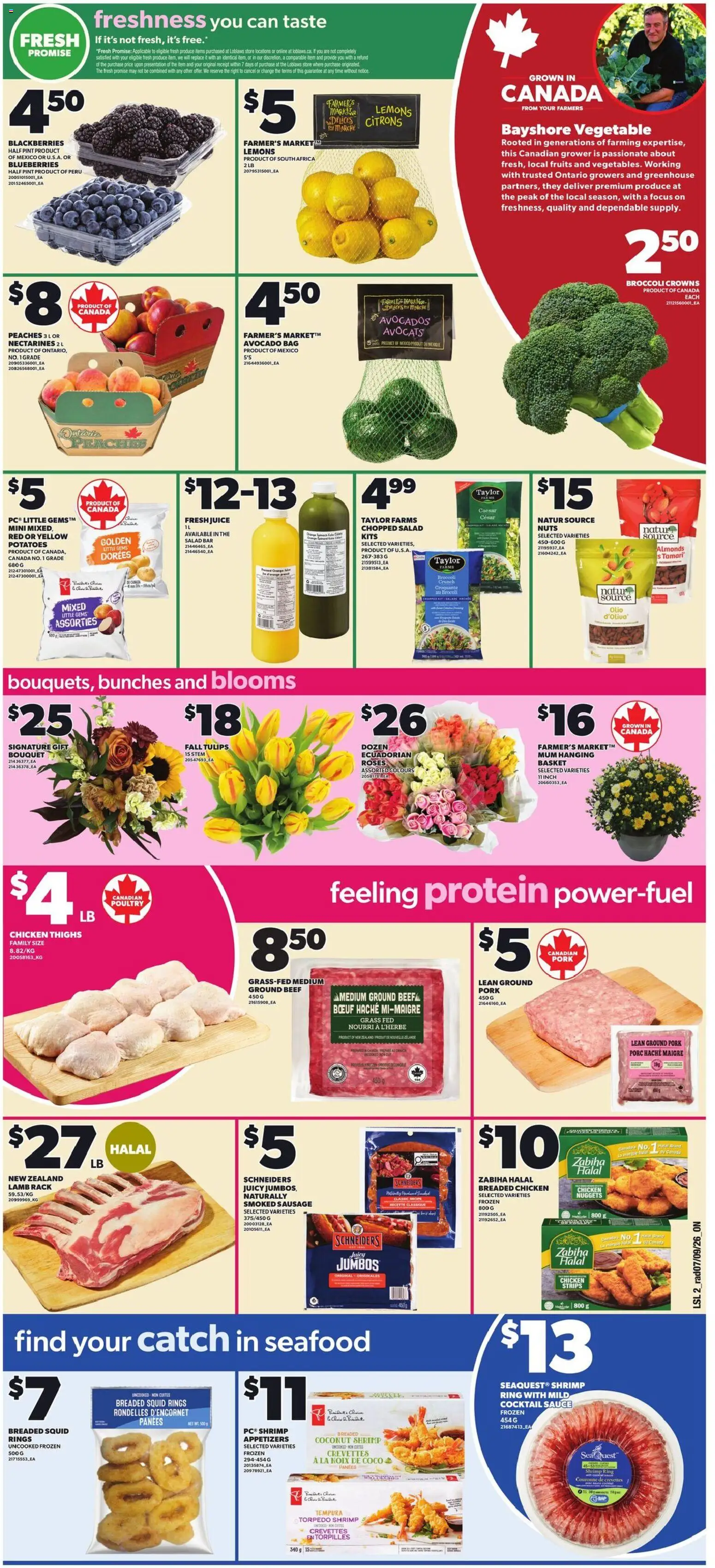 Loblaws flyer valid from Sep 10, 2026 | Page: 3 | Products: Potatoes, Peaches, Nectarines, Poultry