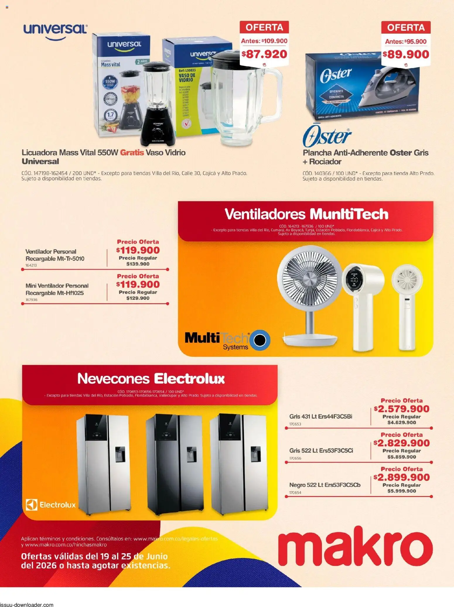 Makro revista - valida desde el 19/06/2026 | Página: 35 | Productos: Plancha, Ventilador, Licuadora