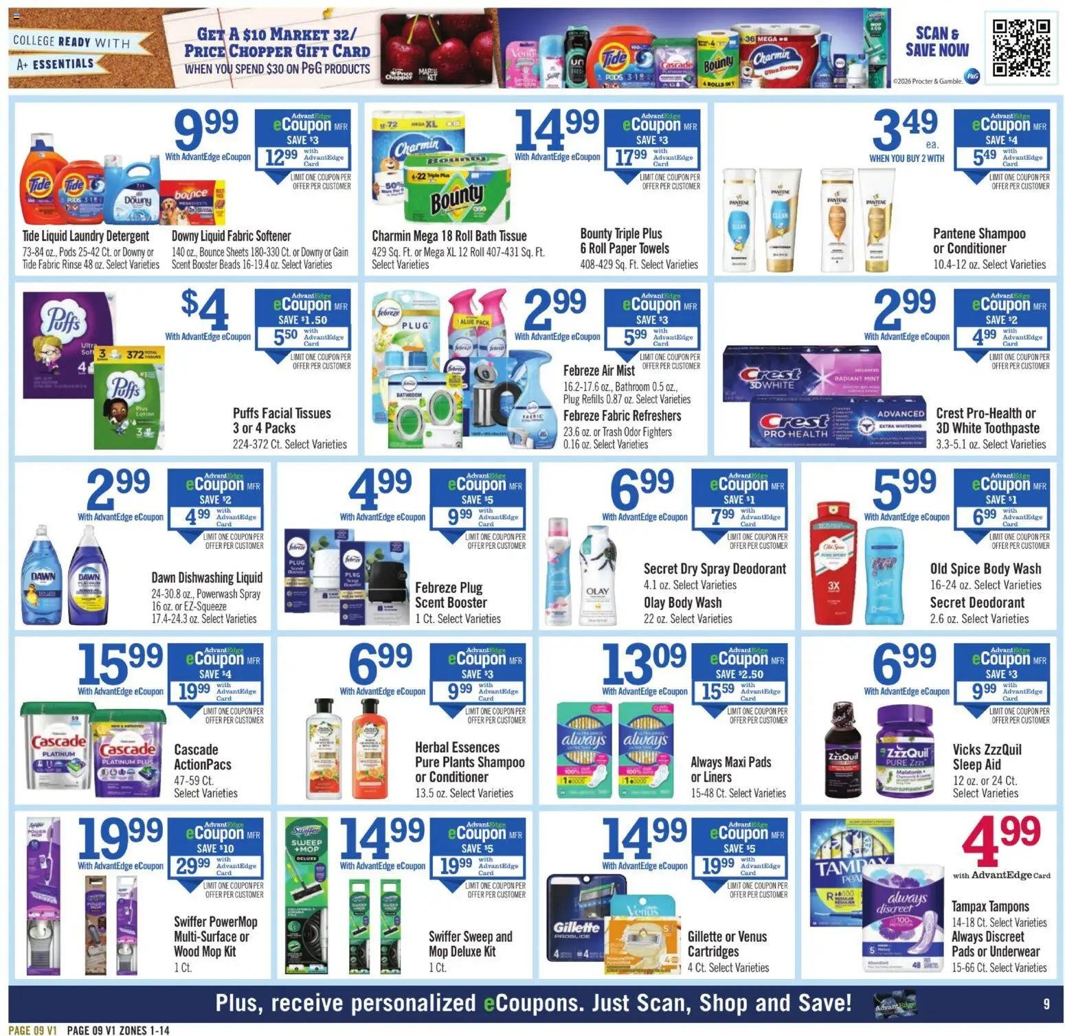 Price Chopper Weekly Ad - valid from 07/26/2026 | Page: 9 | Products: Melatonin, Bath, Conditioner, Pads